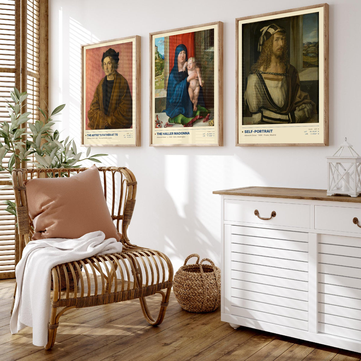 Albrecht Durer Set of Three Art Prints - Father at 70, Haller Madonna, Self-Portrait - Northern Renaissance Gallery Posters - Paintings