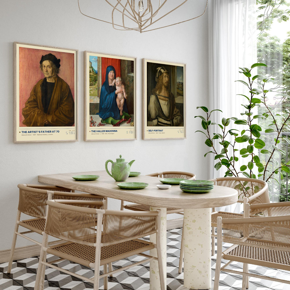 Albrecht Durer Set of Three Art Prints - Father at 70, Haller Madonna, Self-Portrait - Northern Renaissance Gallery Posters - Paintings