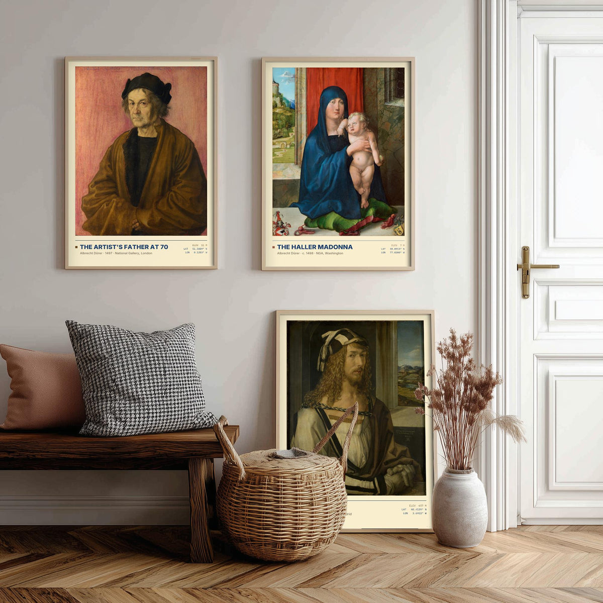 Albrecht Durer Set of Three Art Prints - Father at 70, Haller Madonna, Self-Portrait - Northern Renaissance Gallery Posters - Paintings