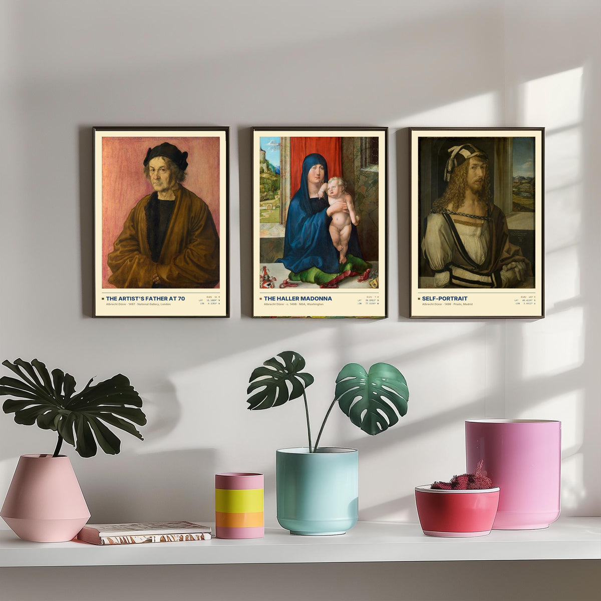 Albrecht Durer Set of Three Art Prints - Father at 70, Haller Madonna, Self-Portrait - Northern Renaissance Gallery Posters - Paintings