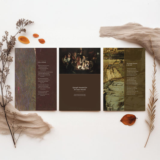 Alexander Pope Poems Set of Three Art Prints - Ode on Solitude, The Dying Christian, Newton Epitaph over Classic Paintings - Poetry Poster