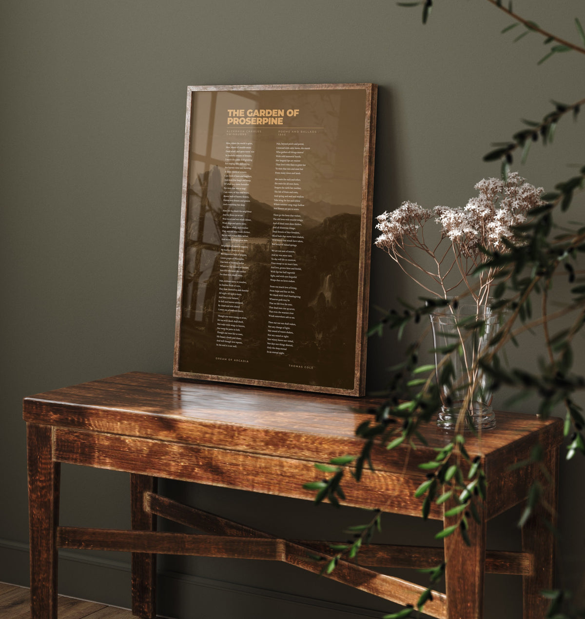The Garden of Proserpine by Algernon Charles Swinburne Art Print - Full Poem Poster - Victorian Poetry over Classic Painting