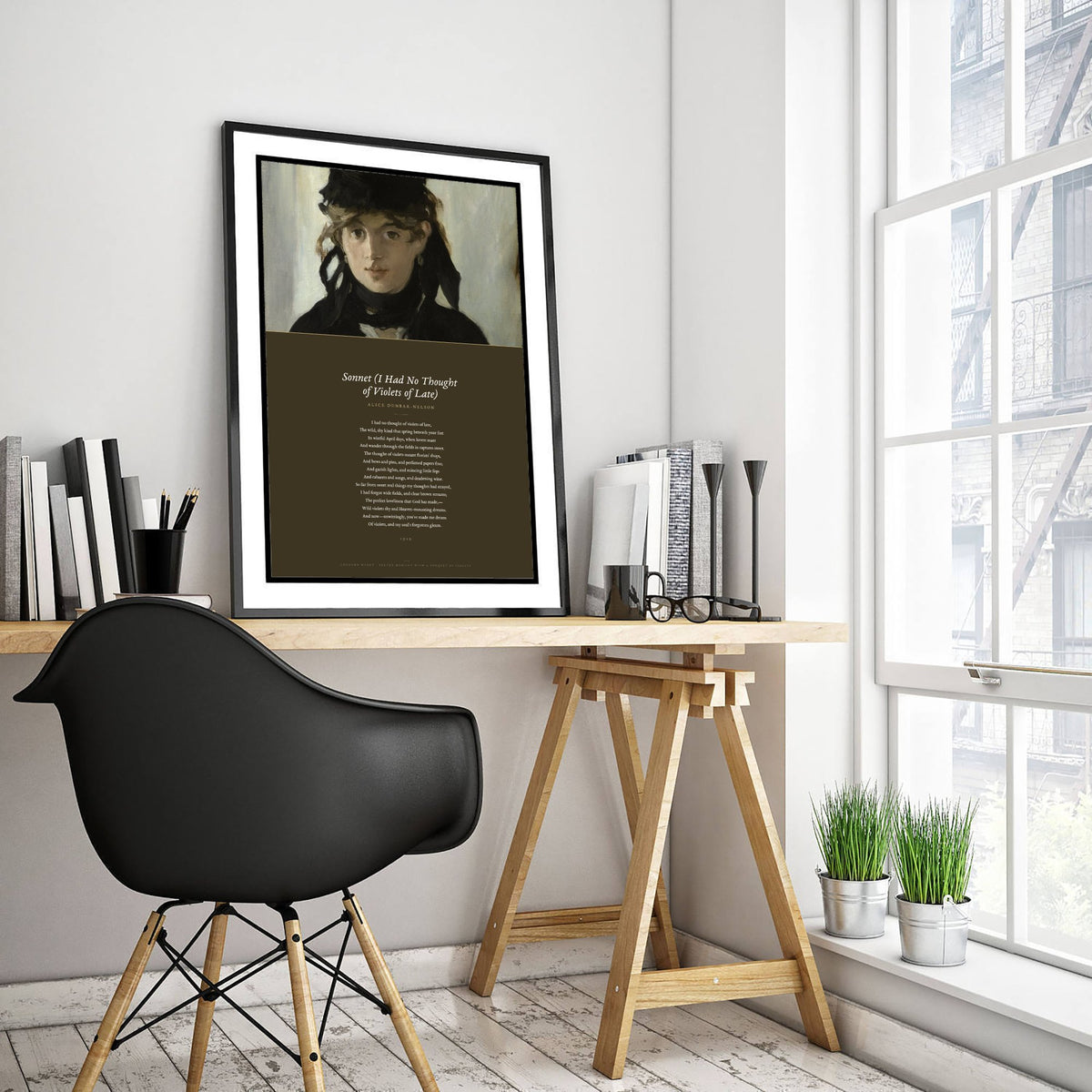 I Had No Thought of Violets of Late by Alice Dunbar-Nelson Art Print - Full Sonnet Poem Poster over Manet Portrait Painting