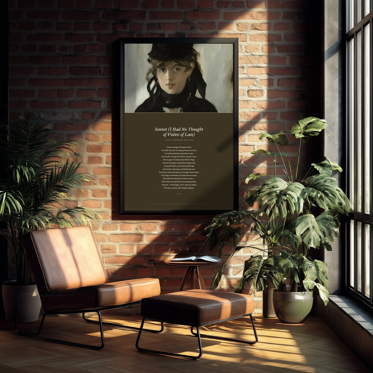 I Had No Thought of Violets of Late by Alice Dunbar-Nelson Art Print - Full Sonnet Poem Poster over Manet Portrait Painting
