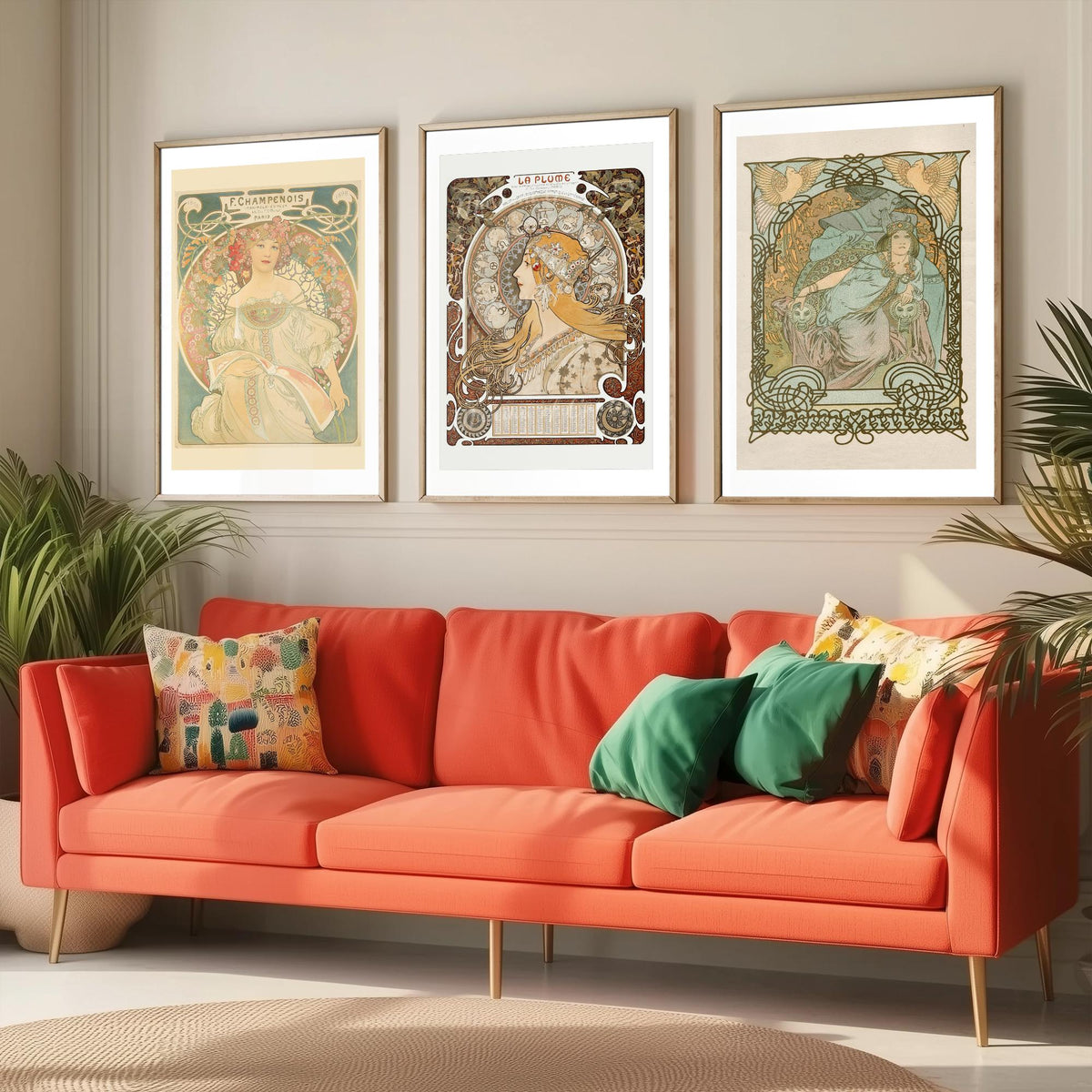 Alphonse Mucha Set of Three Art Prints - Reverie, La Plume, Princess of Tripoli - Art Nouveau Lithograph Poster Illustration