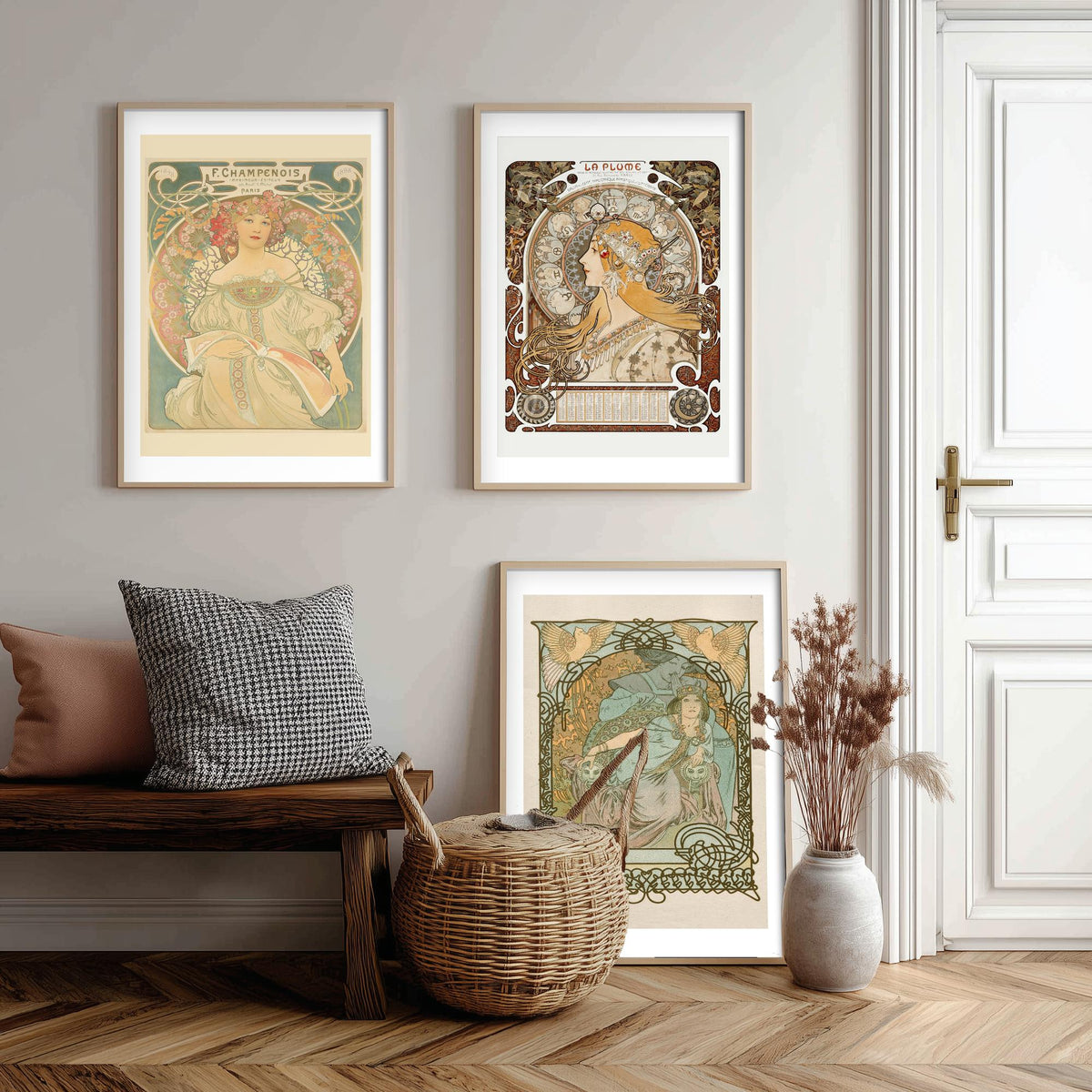 Alphonse Mucha Set of Three Art Prints - Reverie, La Plume, Princess of Tripoli - Art Nouveau Lithograph Poster Illustration