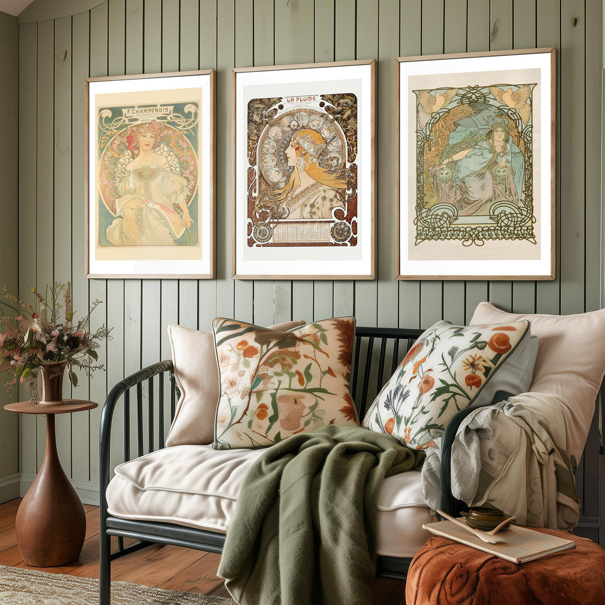 Alphonse Mucha Set of Three Art Prints - Reverie, La Plume, Princess of Tripoli - Art Nouveau Lithograph Poster Illustration