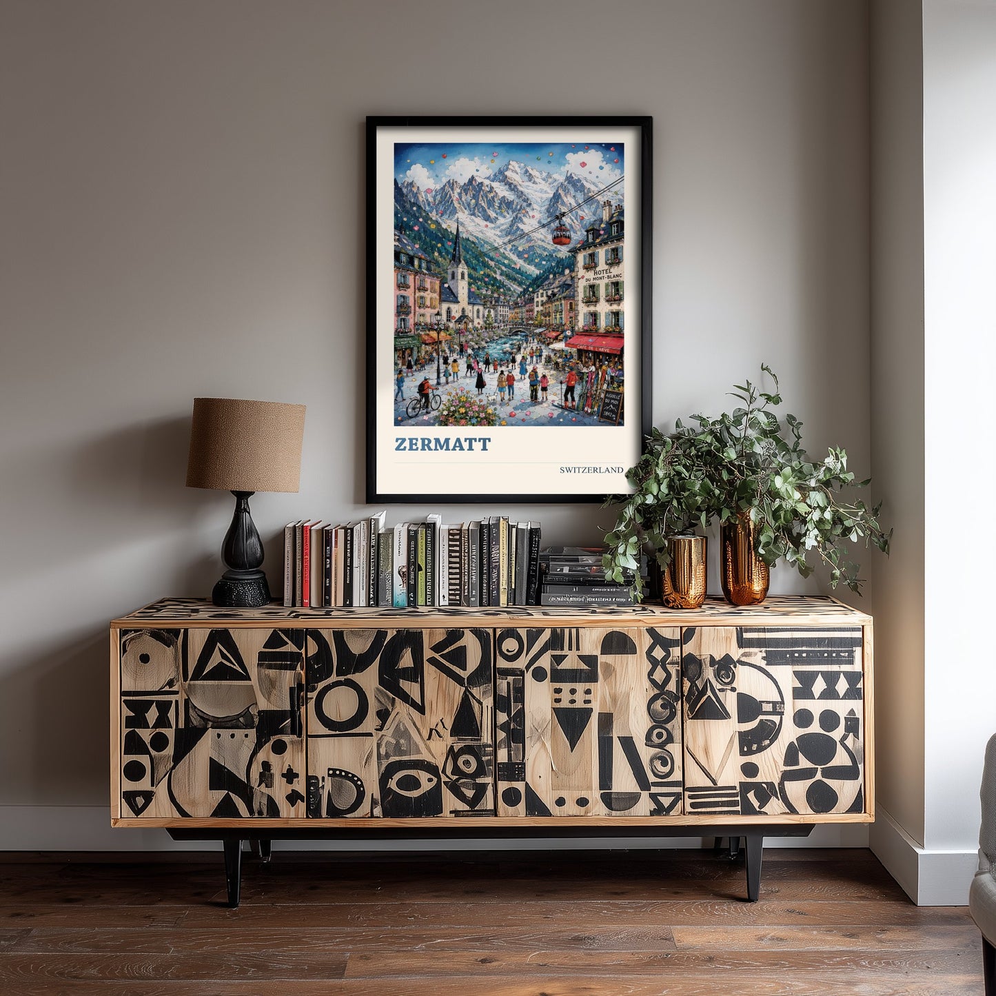 Zermatt Switzerland Travel Poster - Alpine Art Print - Mountain Village Illustration - Swiss Alps Visit 1/3