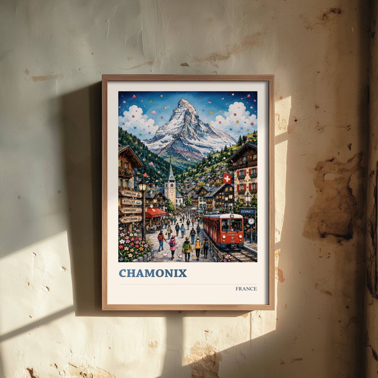 Chamonix France Travel Poster - Alpine Art Print - Mountain Village Illustration - French Alps Visit 3/3