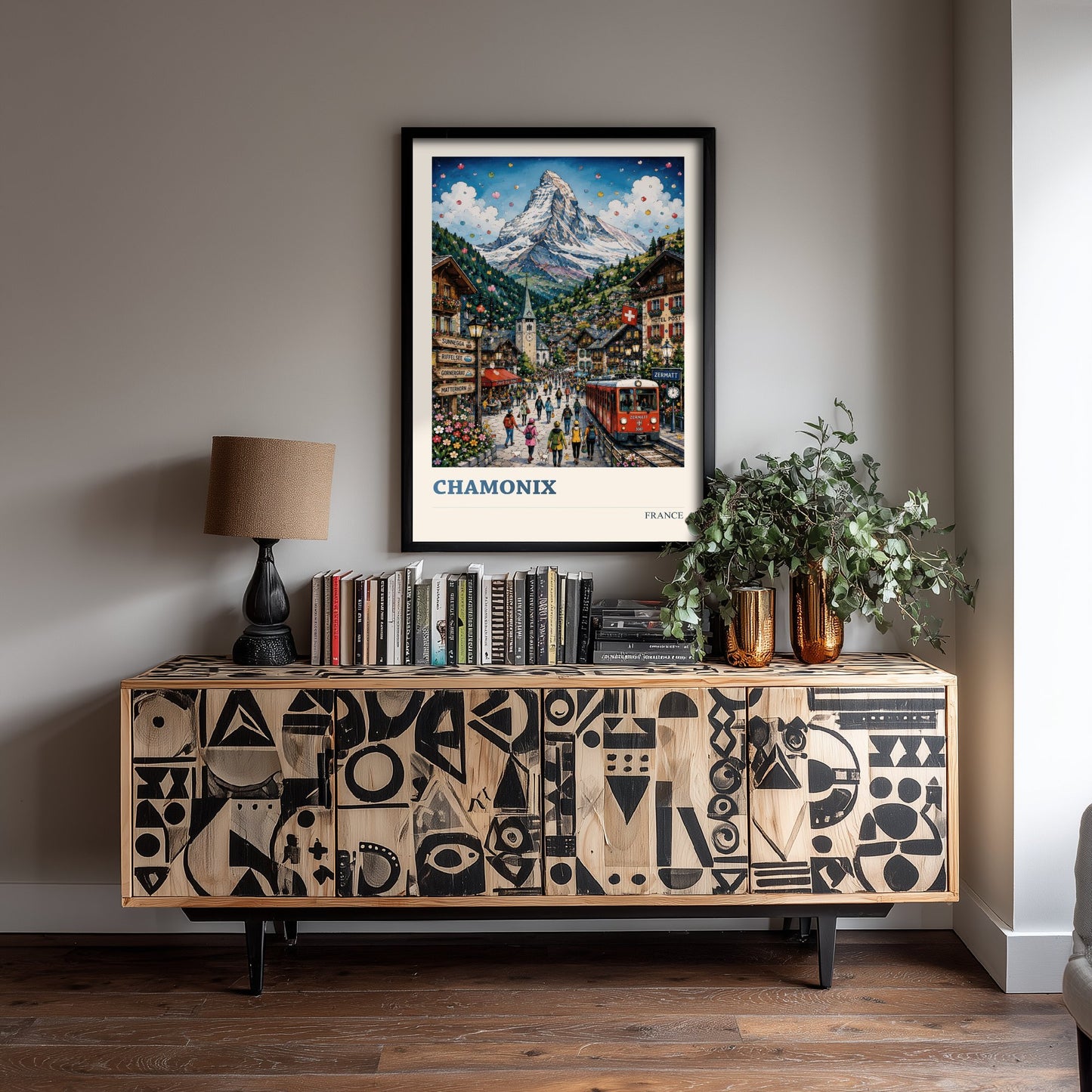Chamonix France Travel Poster - Alpine Art Print - Mountain Village Illustration - French Alps Visit 3/3