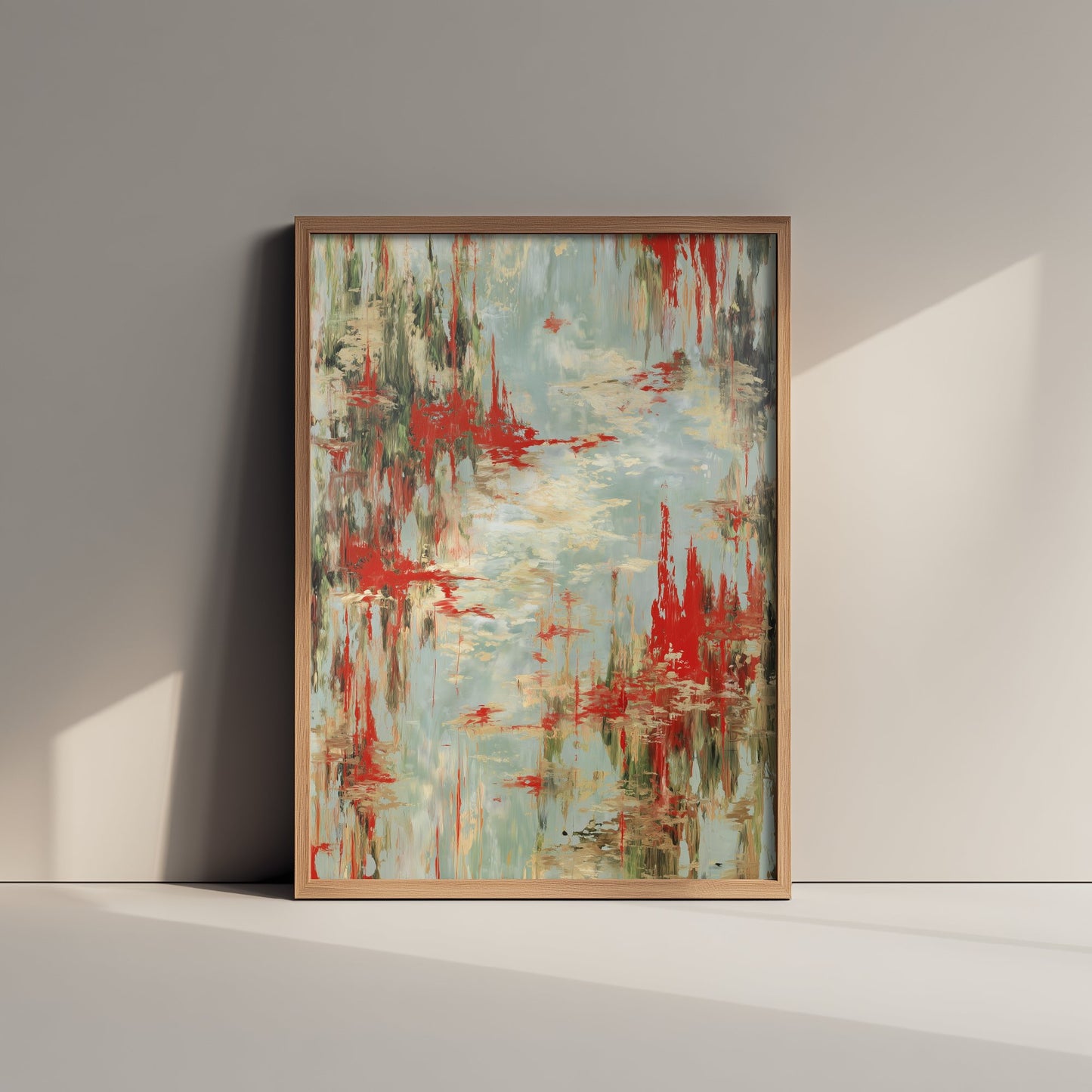 Amazon Rainforest Watercolour Art Print - Abstract Jungle Painting - Red and Grey Nature Wall Art - Modern Poster 1/3