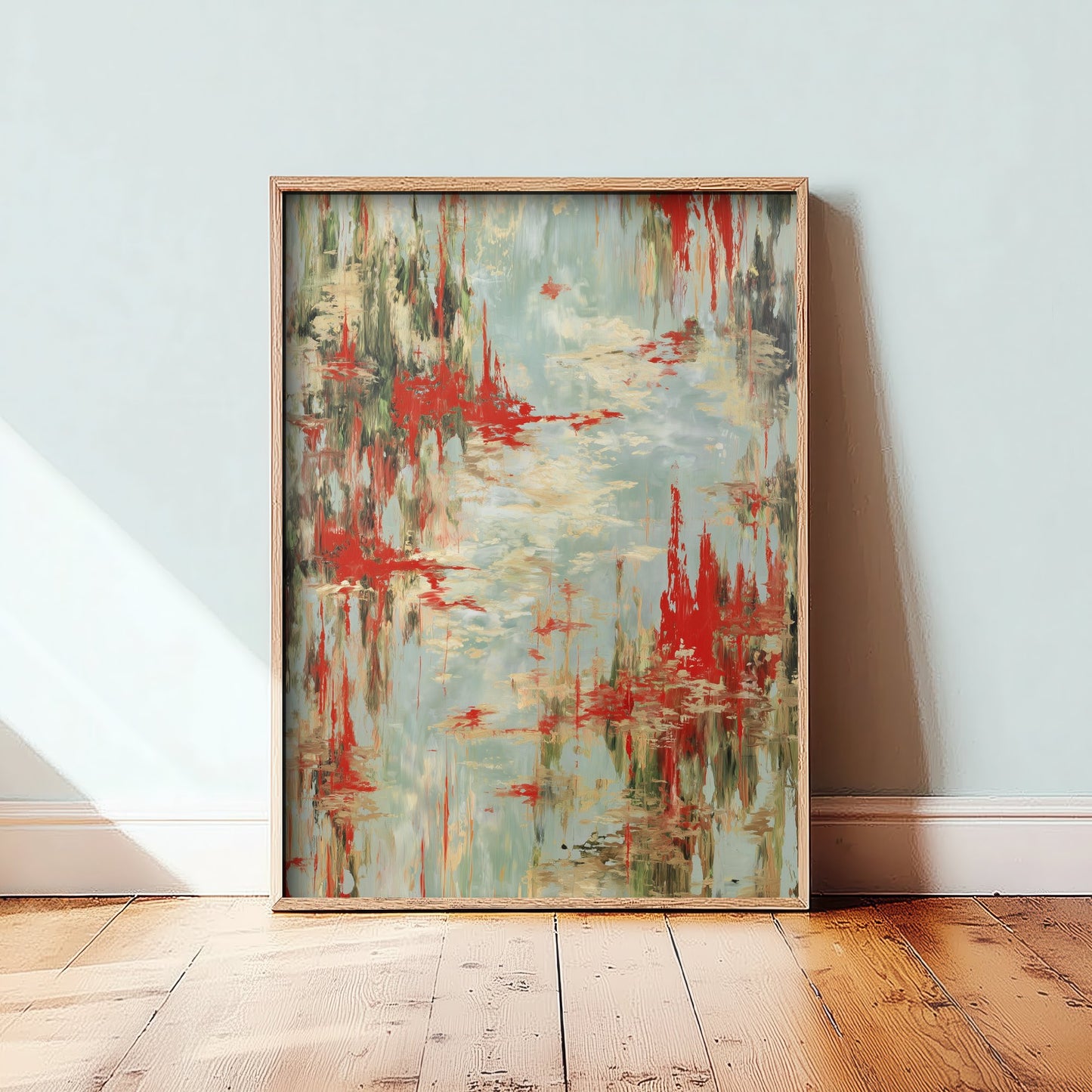 Amazon Rainforest Watercolour Art Print - Abstract Jungle Painting - Red and Grey Nature Wall Art - Modern Poster 1/3