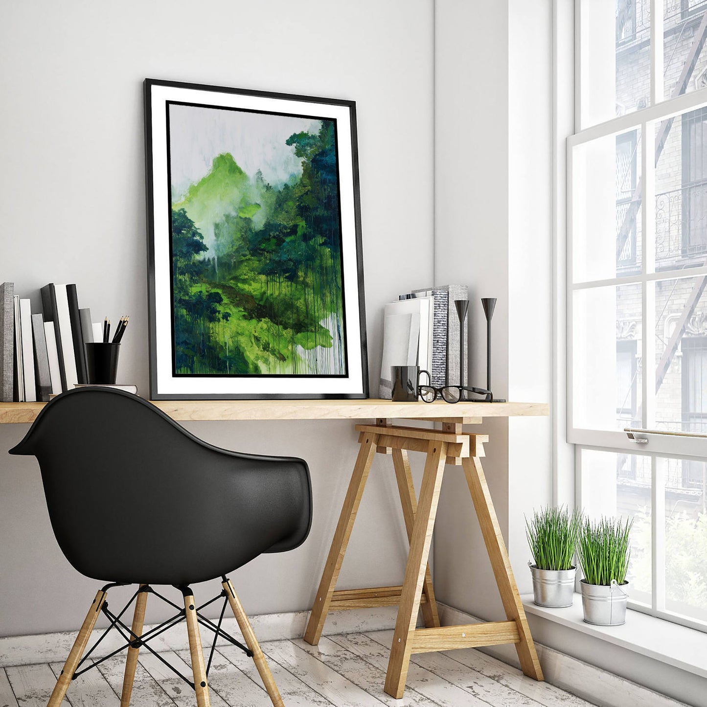 Amazon Rainforest Watercolour Art Print - Green Jungle Painting - Misty Mountain Nature Wall Art - Botanical Poster 2/3