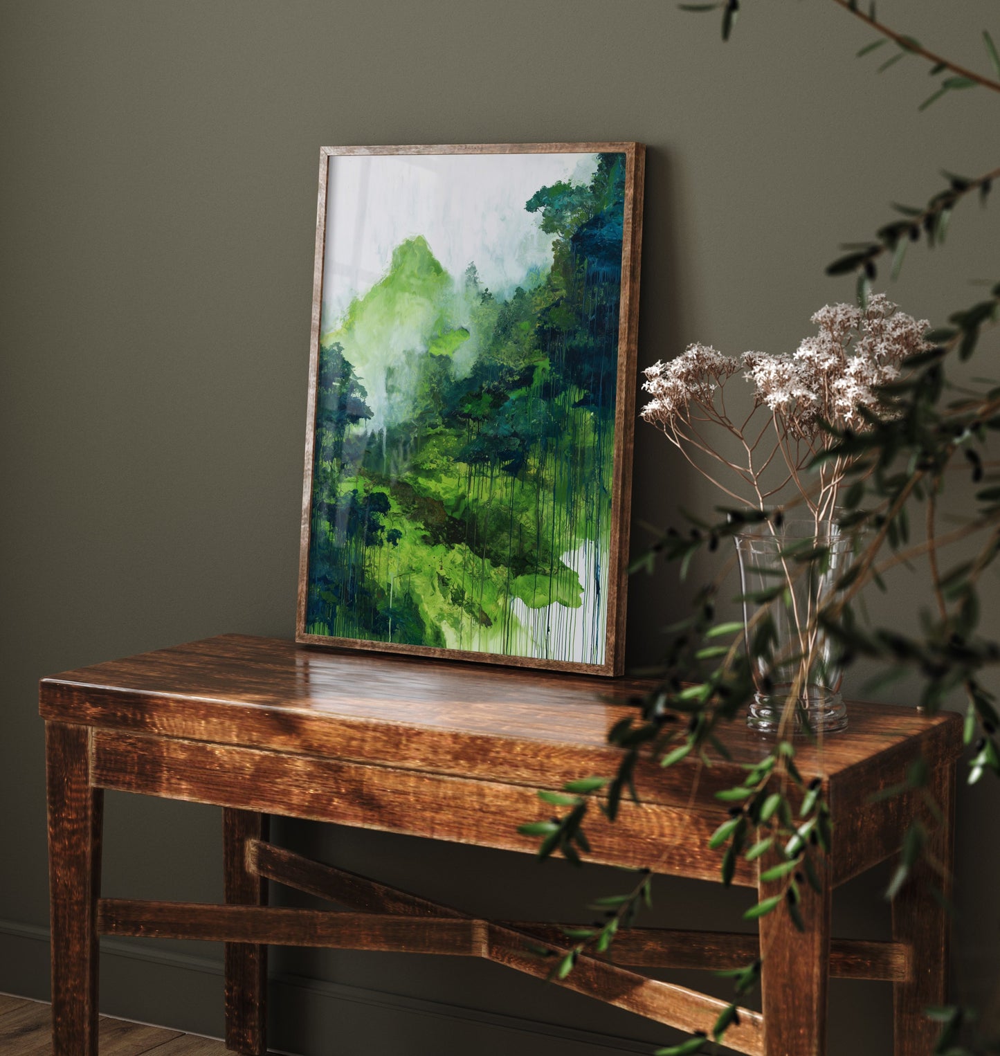 Amazon Rainforest Watercolour Art Print - Green Jungle Painting - Misty Mountain Nature Wall Art - Botanical Poster 2/3
