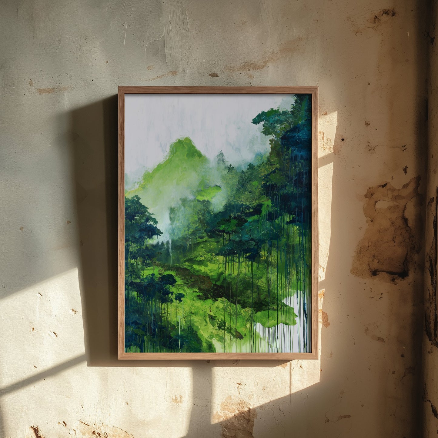 Amazon Rainforest Watercolour Art Print - Green Jungle Painting - Misty Mountain Nature Wall Art - Botanical Poster 2/3