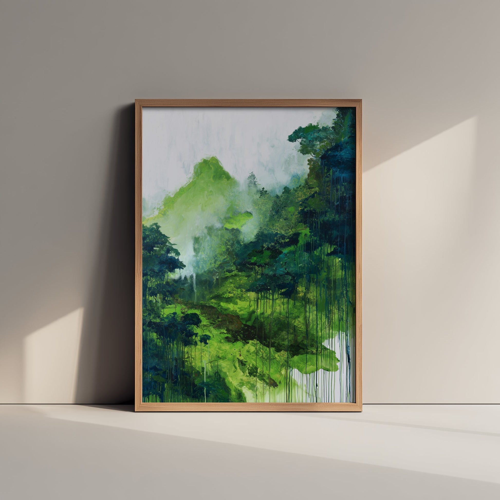 Amazon Rainforest Watercolour Art Print - Green Jungle Painting - Misty Mountain Nature Wall Art - Botanical Poster 2/3