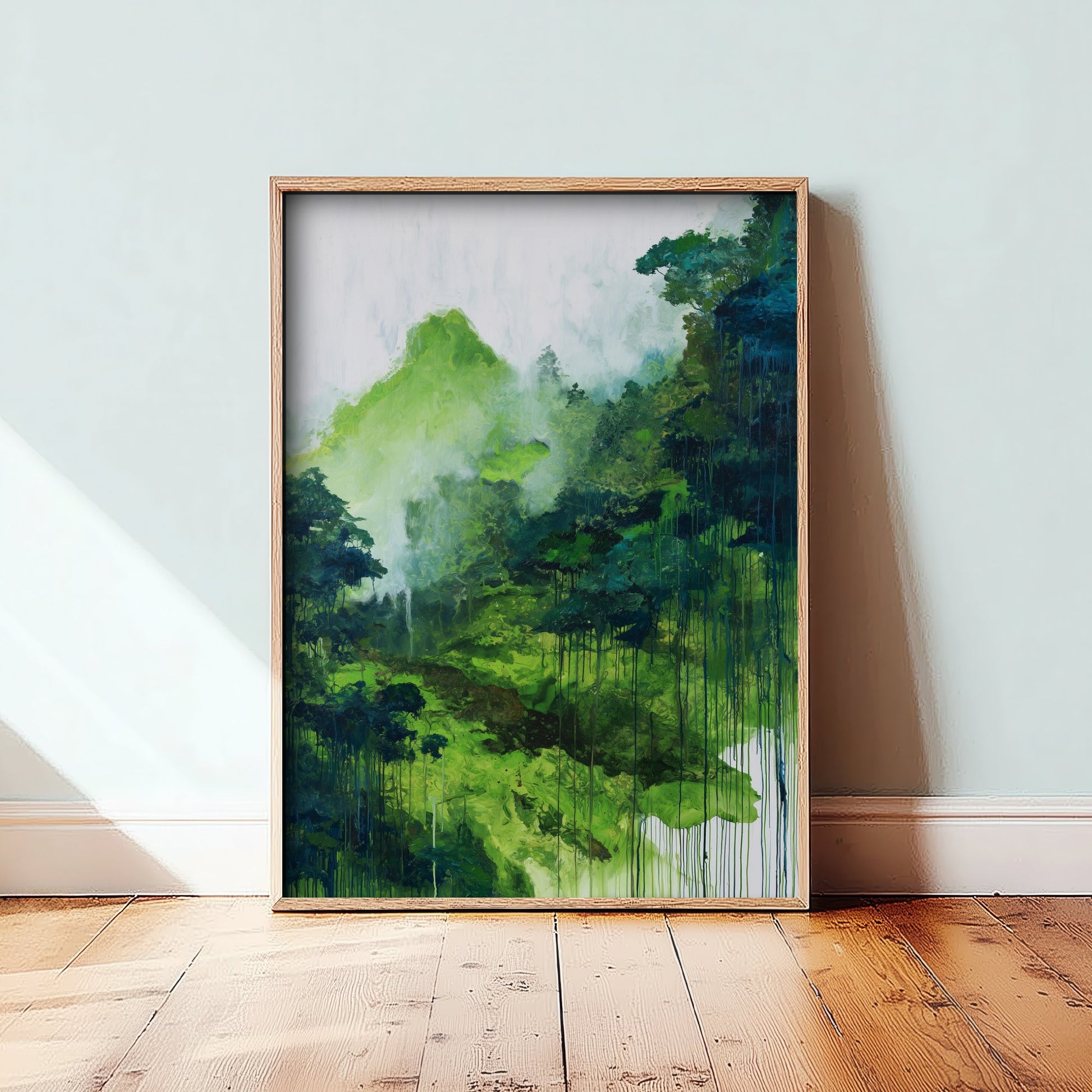 Amazon Rainforest Watercolour Art Print - Green Jungle Painting - Misty Mountain Nature Wall Art - Botanical Poster 2/3