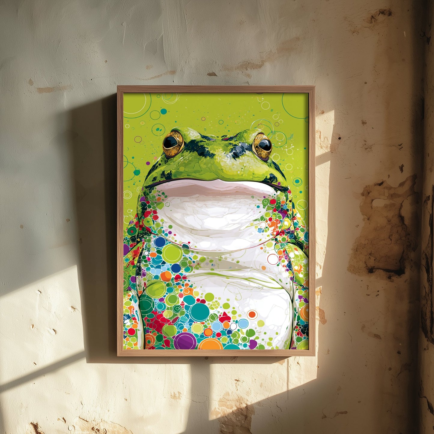 Frog Art Print - Colourful Frog Poster - Vibrant Bubble Illustration - Amphibian Wildlife Wall Art 1/3