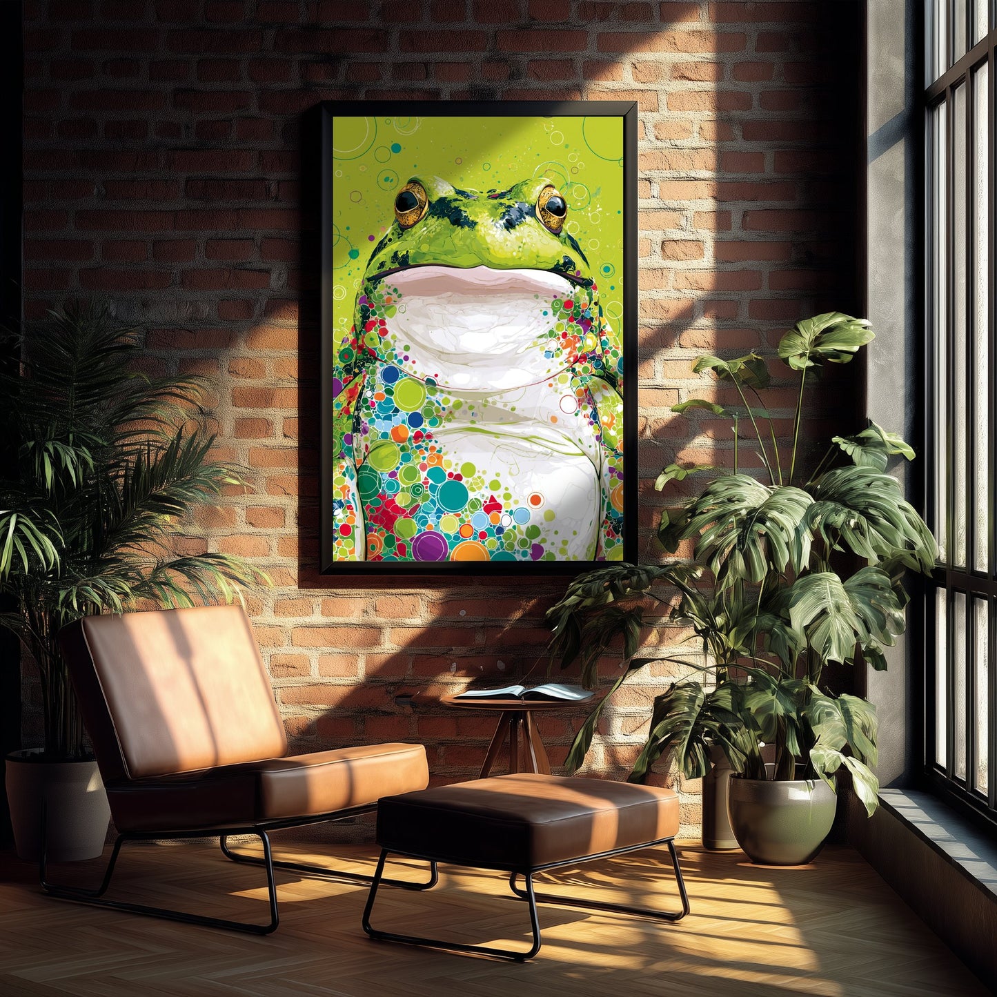 Frog Art Print - Colourful Frog Poster - Vibrant Bubble Illustration - Amphibian Wildlife Wall Art 1/3