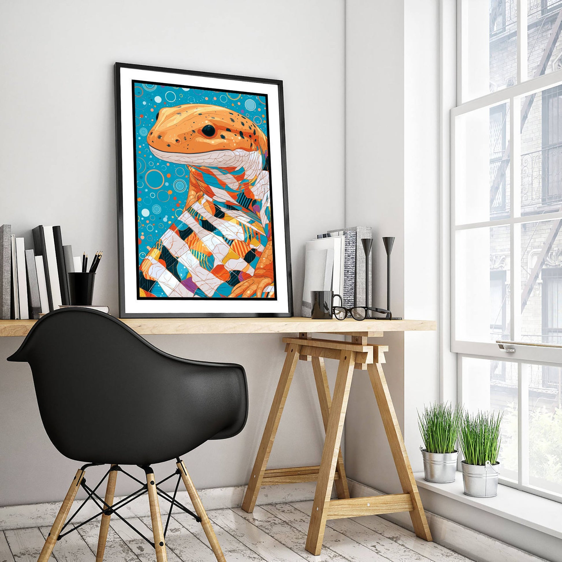 Salamander Art Print - Colourful Salamander Poster - Vibrant Bubble Illustration - Amphibian Wall Art 2/3