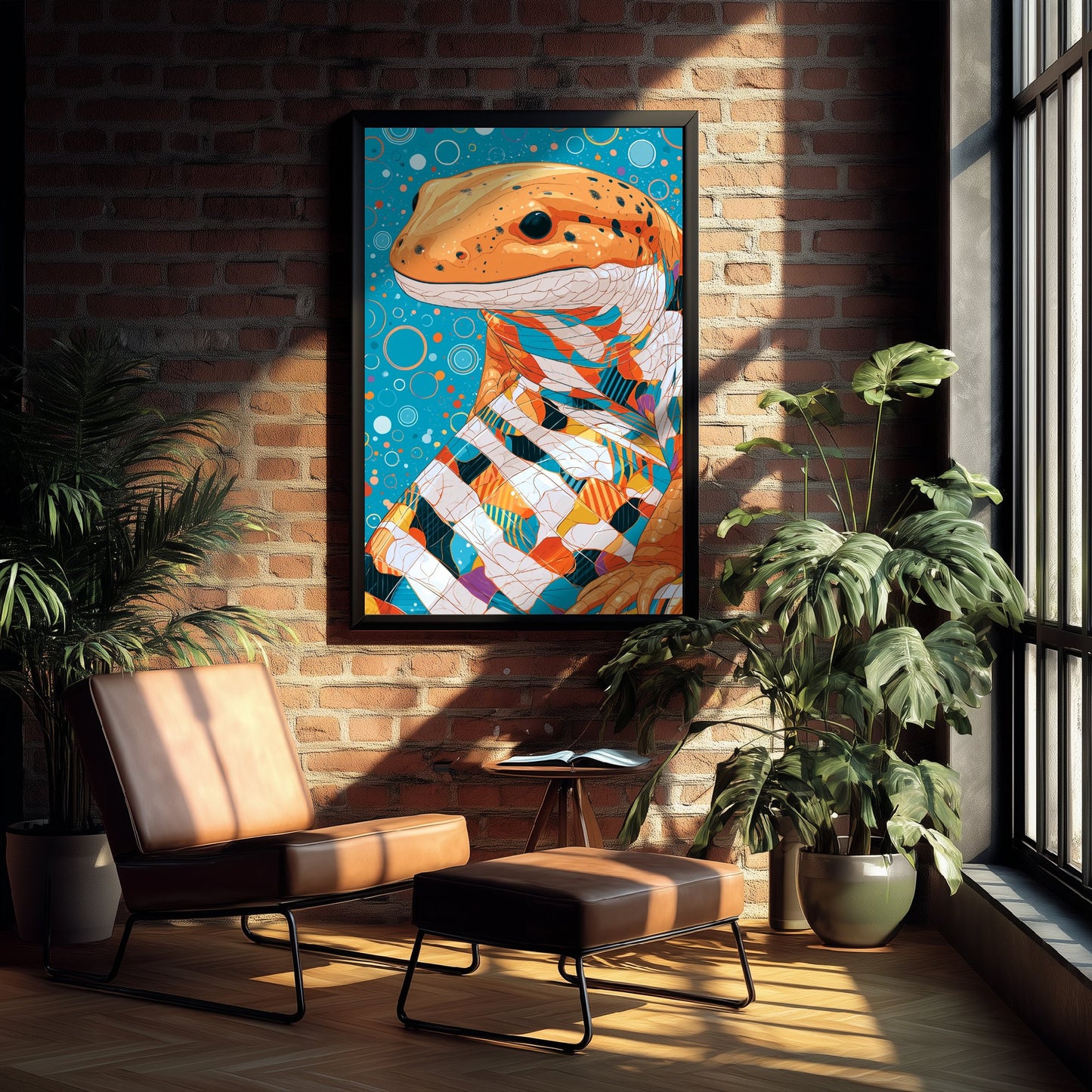 Salamander Art Print - Colourful Salamander Poster - Vibrant Bubble Illustration - Amphibian Wall Art 2/3