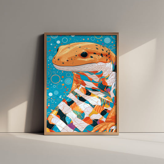Salamander Art Print - Colourful Salamander Poster - Vibrant Bubble Illustration - Amphibian Wall Art 2/3