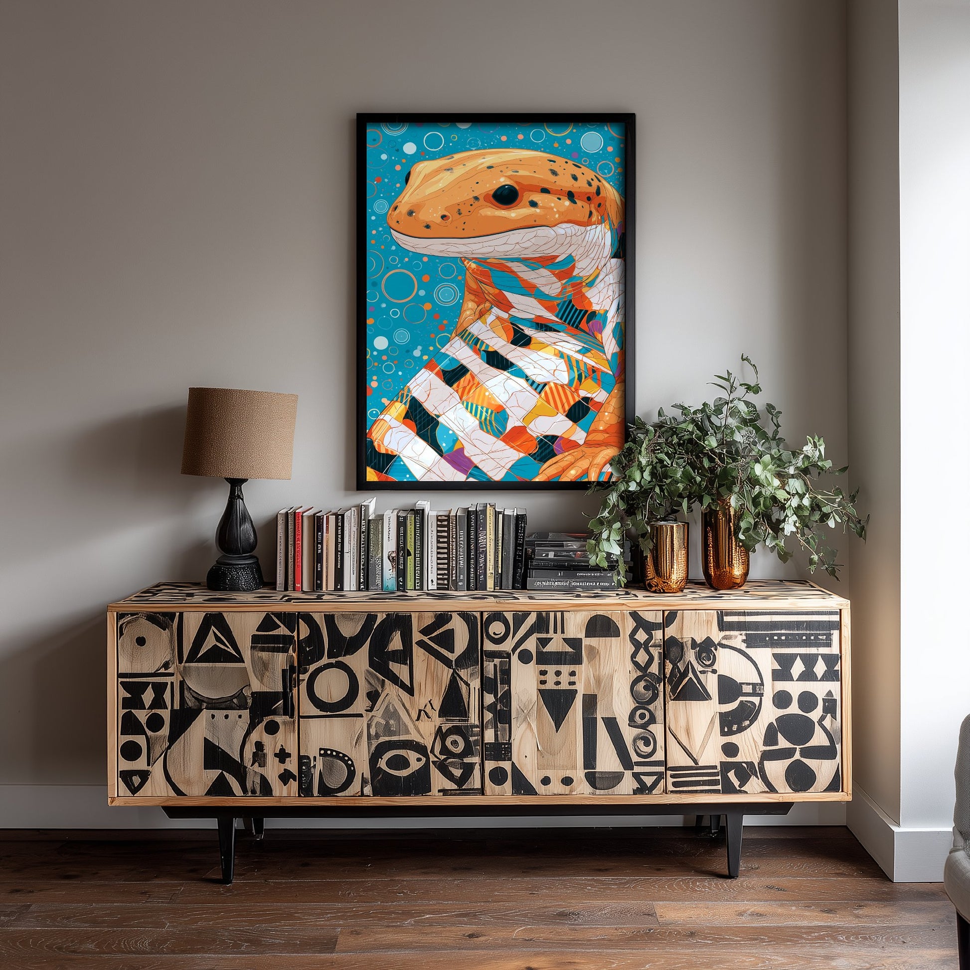 Salamander Art Print - Colourful Salamander Poster - Vibrant Bubble Illustration - Amphibian Wall Art 2/3