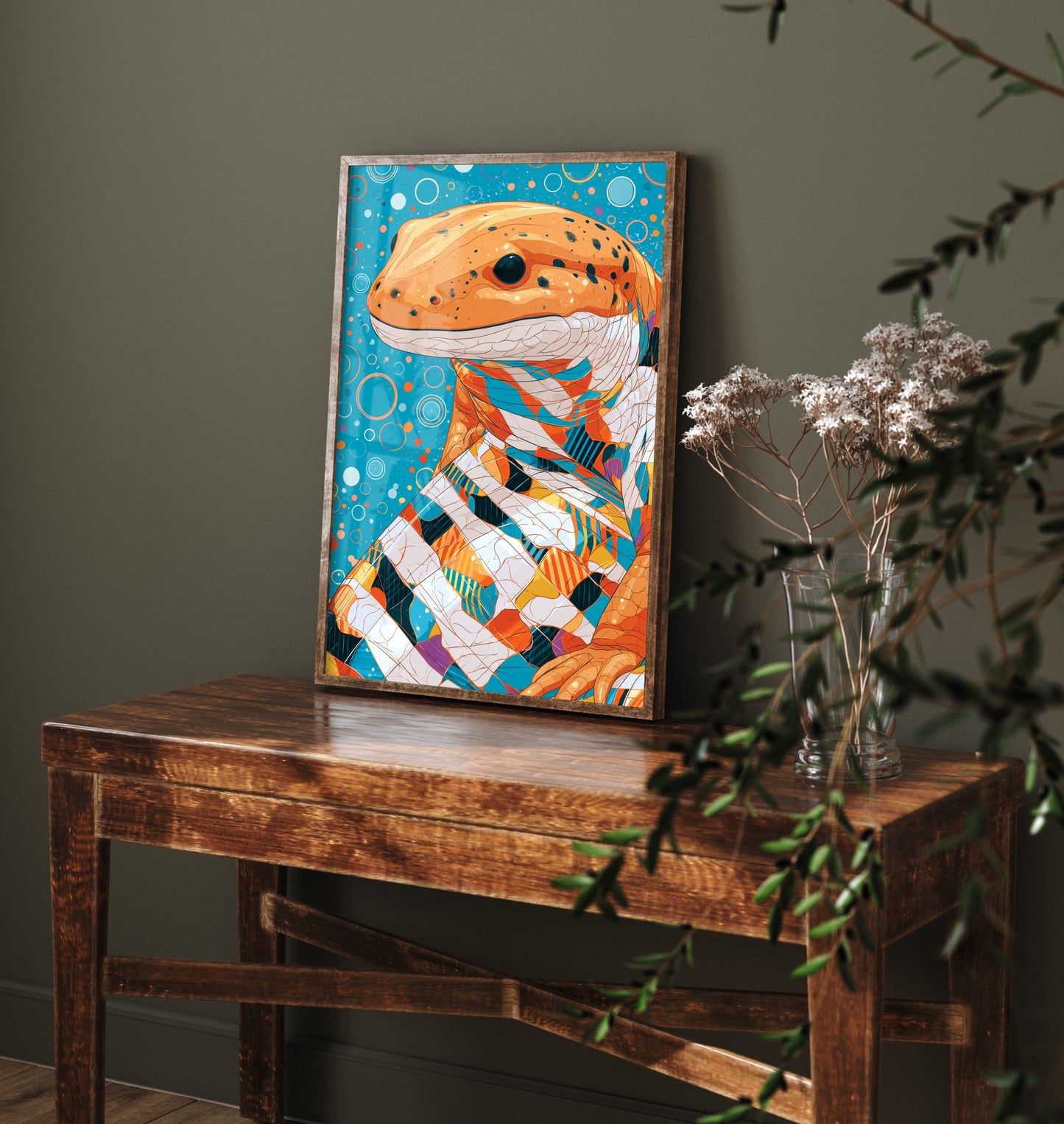 Salamander Art Print - Colourful Salamander Poster - Vibrant Bubble Illustration - Amphibian Wall Art 2/3