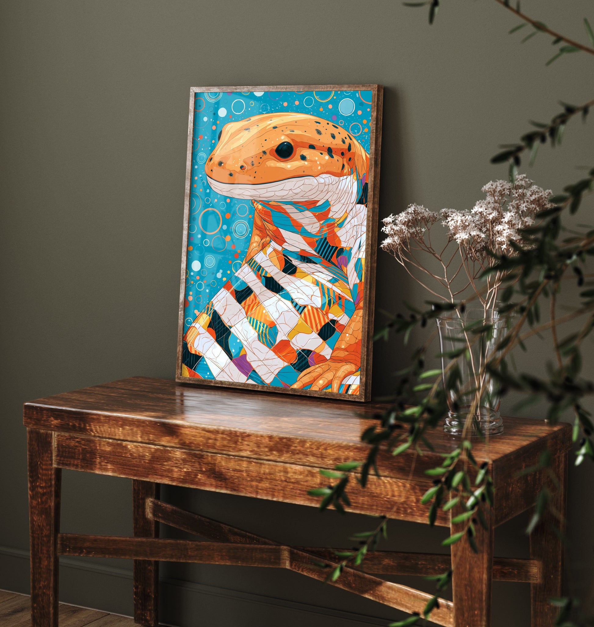Salamander Art Print - Colourful Salamander Poster - Vibrant Bubble Illustration - Amphibian Wall Art 2/3