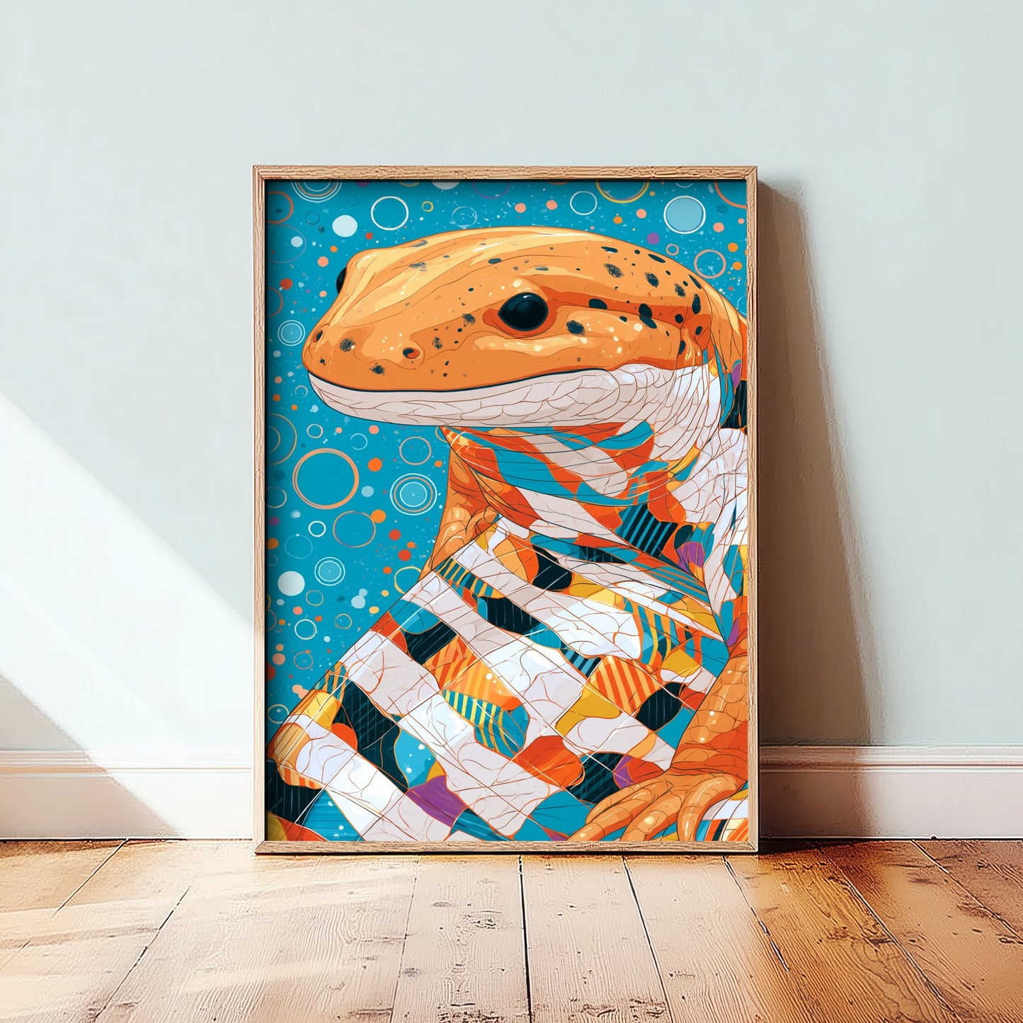 Salamander Art Print - Colourful Salamander Poster - Vibrant Bubble Illustration - Amphibian Wall Art 2/3