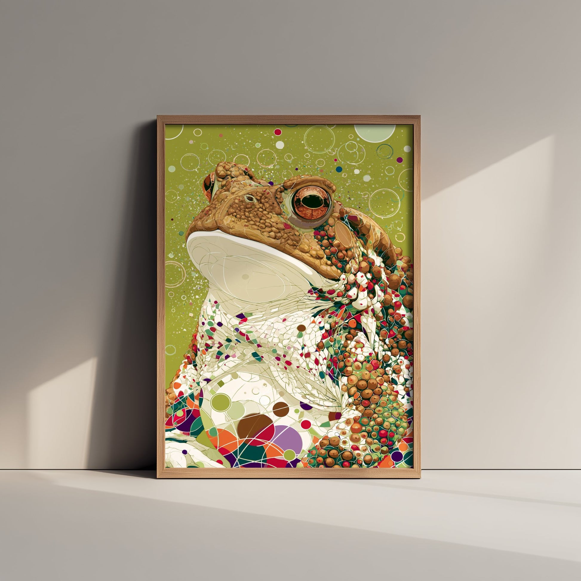 Toad Art Print - Colourful Toad Poster - Vibrant Bubble Illustration - Amphibian Wildlife Wall Art 3/3