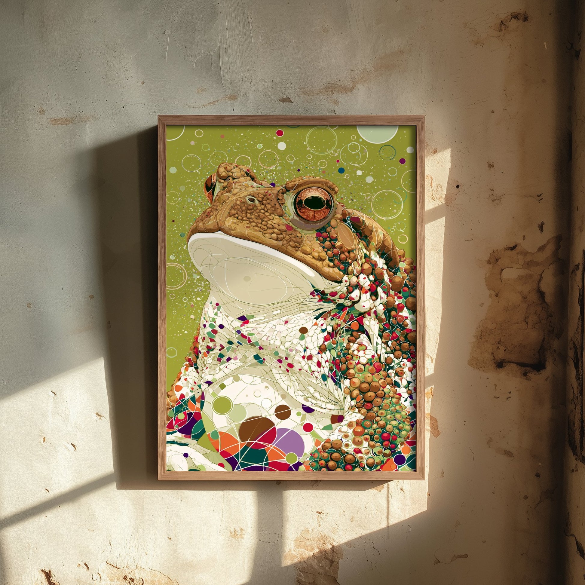 Toad Art Print - Colourful Toad Poster - Vibrant Bubble Illustration - Amphibian Wildlife Wall Art 3/3