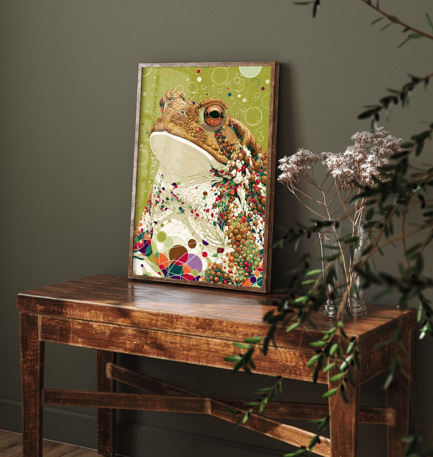 Toad Art Print - Colourful Toad Poster - Vibrant Bubble Illustration - Amphibian Wildlife Wall Art 3/3