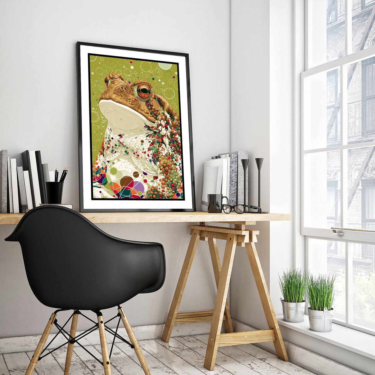 Toad Art Print - Colourful Toad Poster - Vibrant Bubble Illustration - Amphibian Wildlife Wall Art 3/3