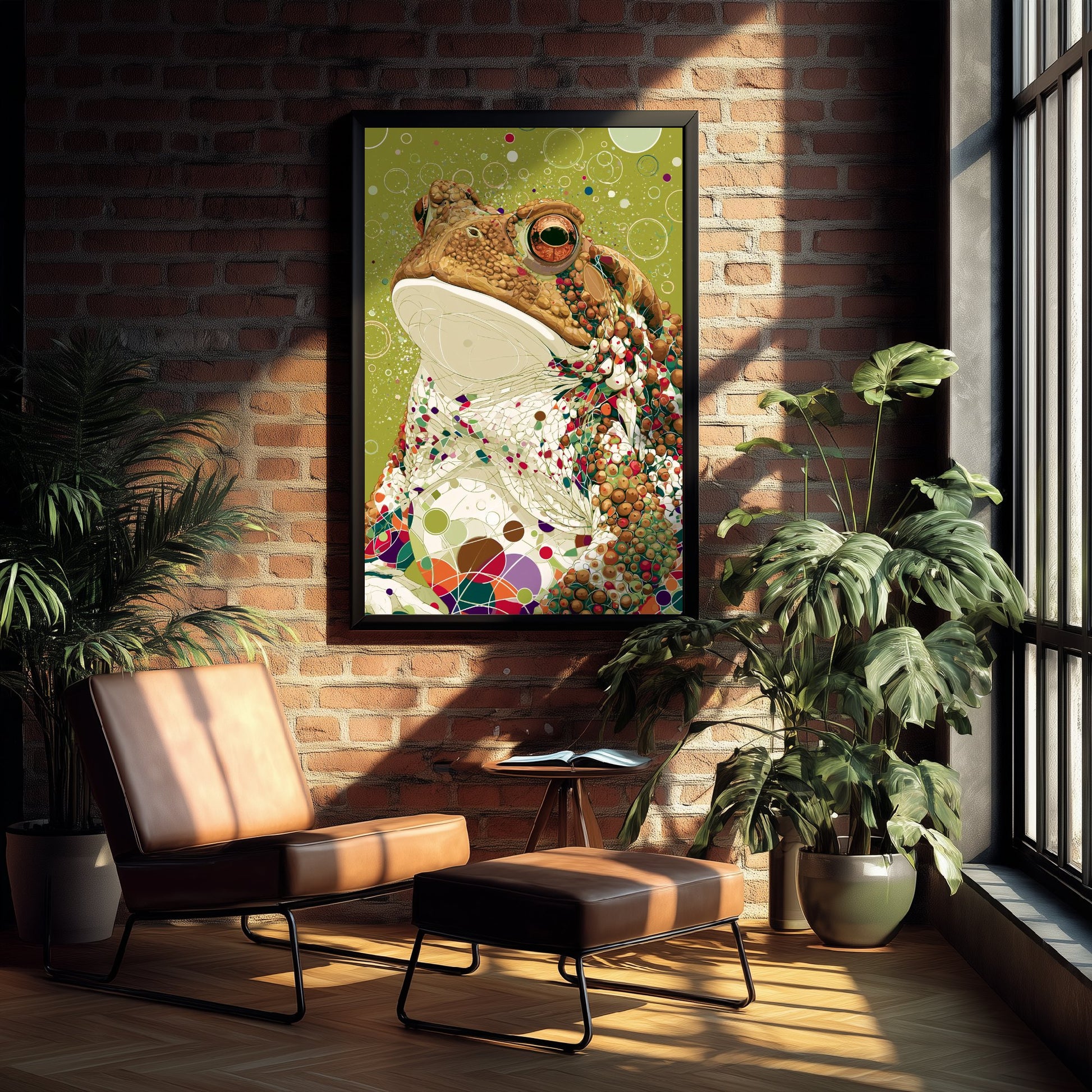 Toad Art Print - Colourful Toad Poster - Vibrant Bubble Illustration - Amphibian Wildlife Wall Art 3/3