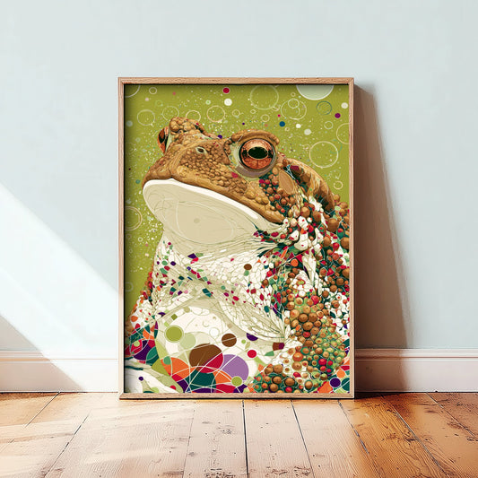 Toad Art Print - Colourful Toad Poster - Vibrant Bubble Illustration - Amphibian Wildlife Wall Art 3/3