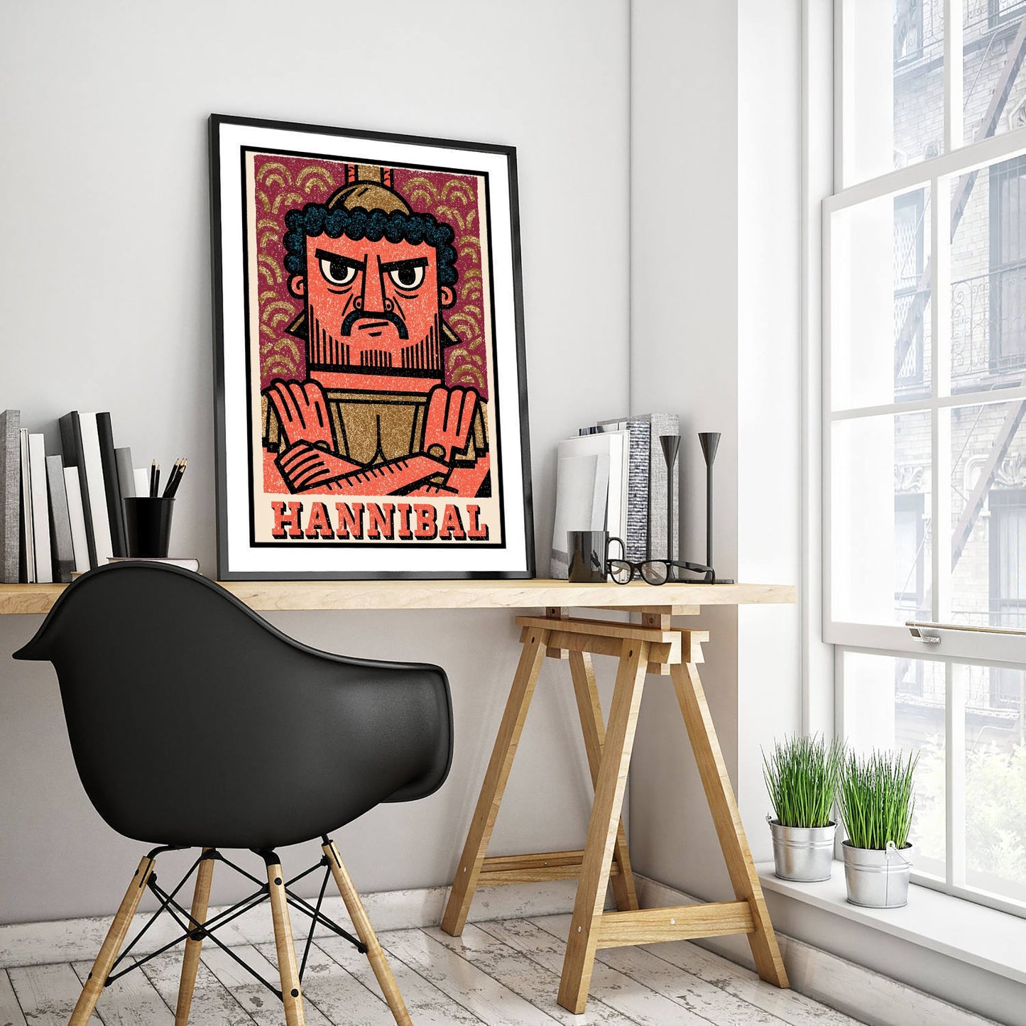 Hannibal Barca Art Print - Carthaginian General Portrait Poster - Bold Woodcut Illustration - Ancient War 1/3
