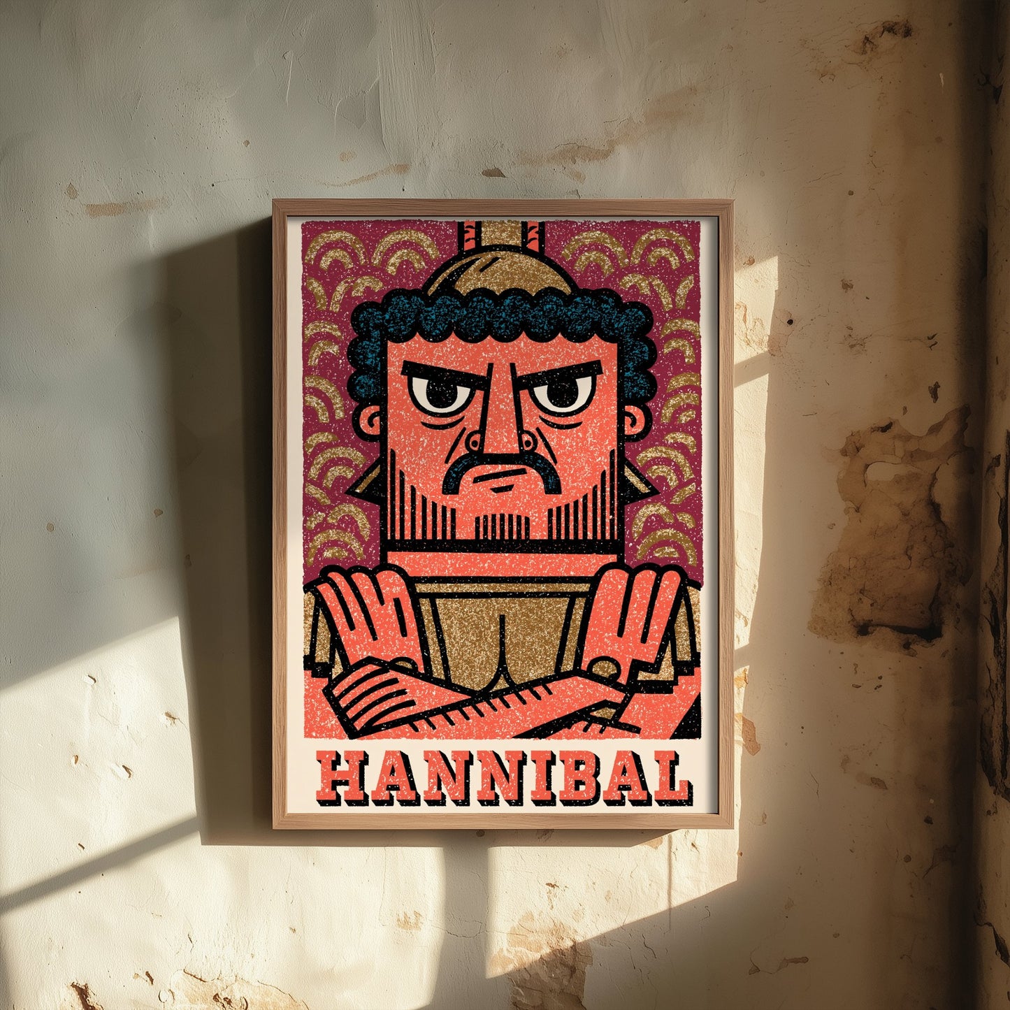 Hannibal Barca Art Print - Carthaginian General Portrait Poster - Bold Woodcut Illustration - Ancient War 1/3