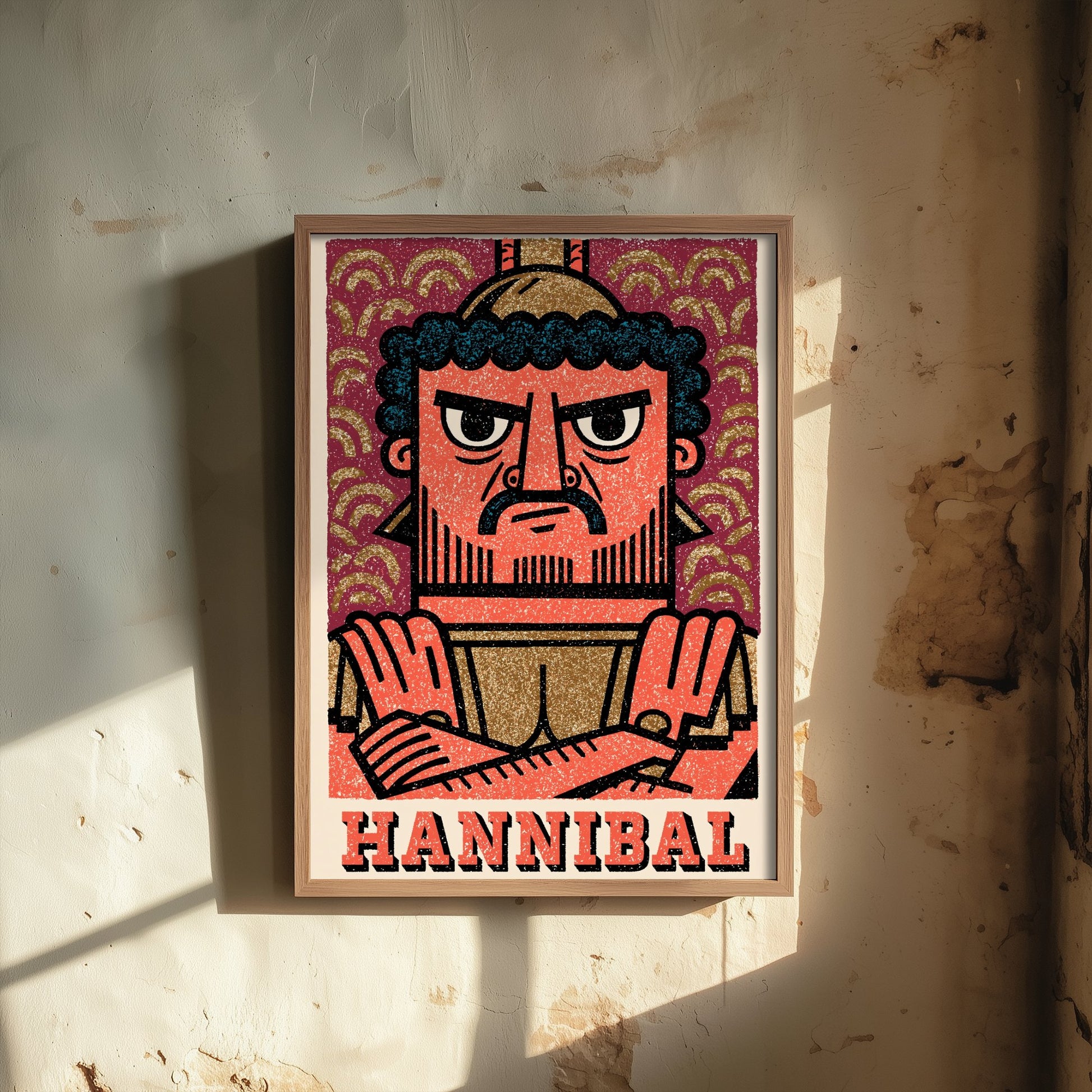 Hannibal Barca Art Print - Carthaginian General Portrait Poster - Bold Woodcut Illustration - Ancient War 1/3