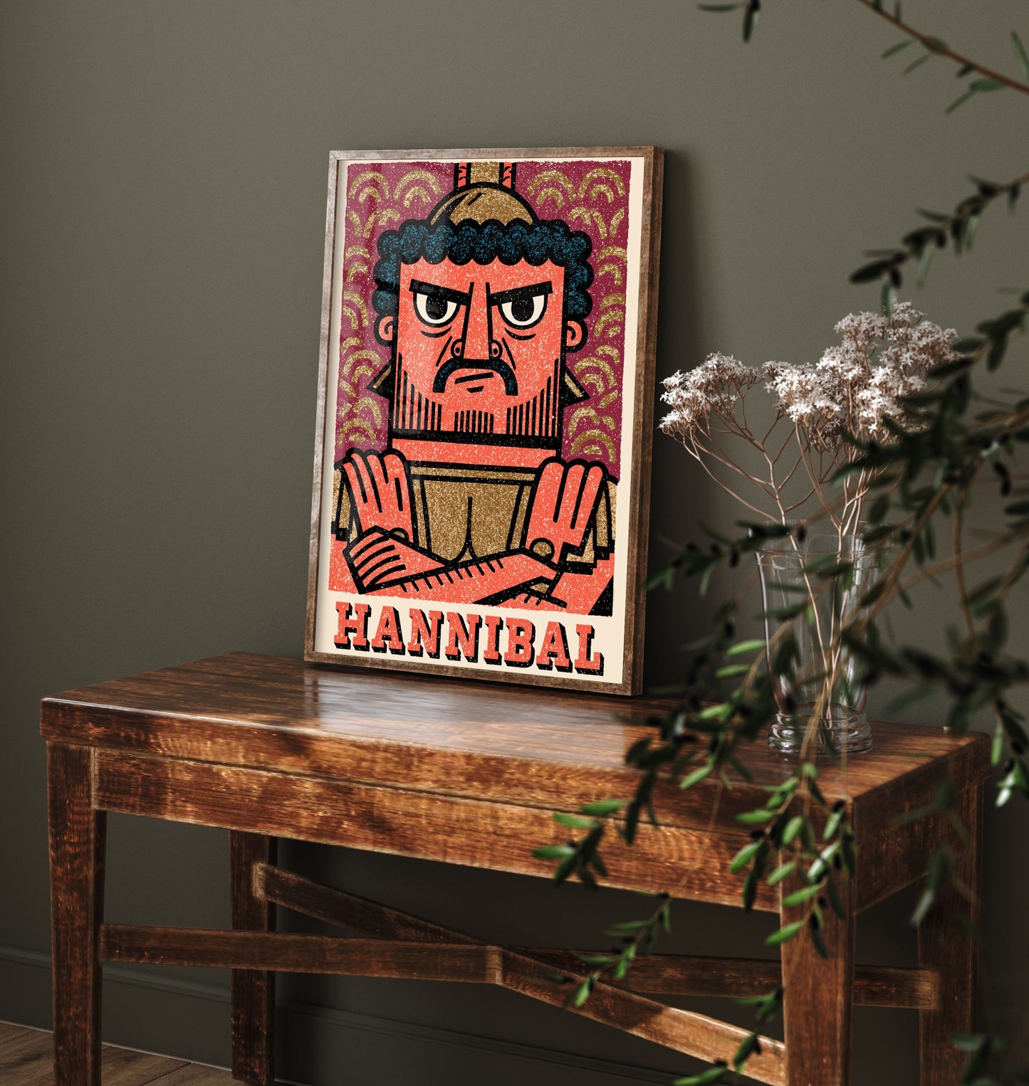 Hannibal Barca Art Print - Carthaginian General Portrait Poster - Bold Woodcut Illustration - Ancient War 1/3