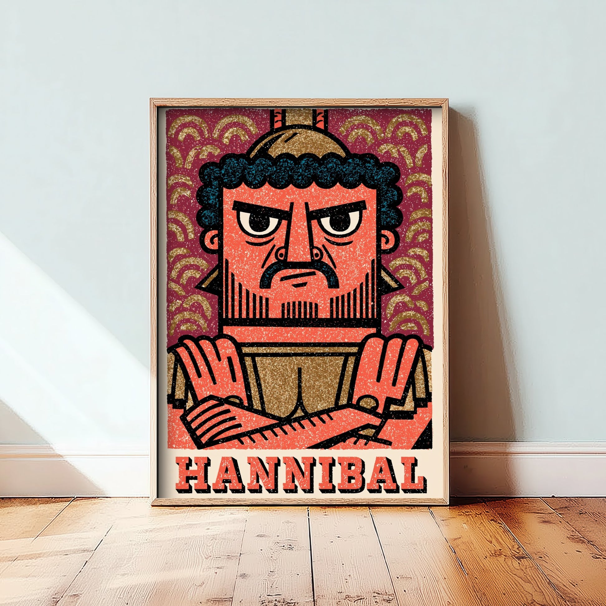Hannibal Barca Art Print - Carthaginian General Portrait Poster - Bold Woodcut Illustration - Ancient War 1/3