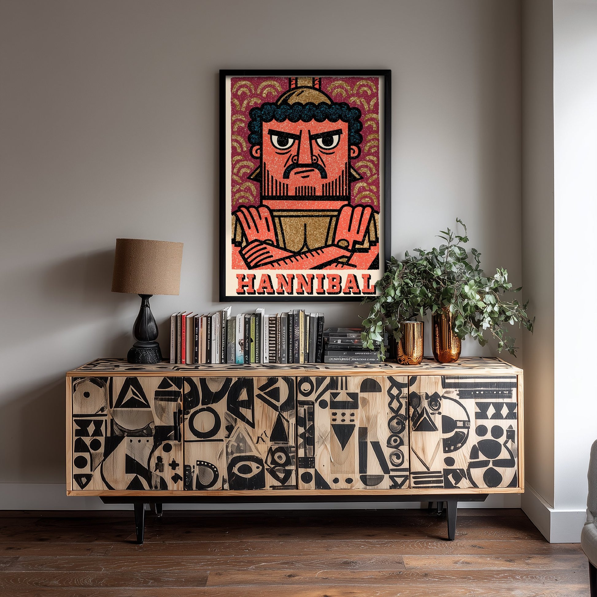 Hannibal Barca Art Print - Carthaginian General Portrait Poster - Bold Woodcut Illustration - Ancient War 1/3