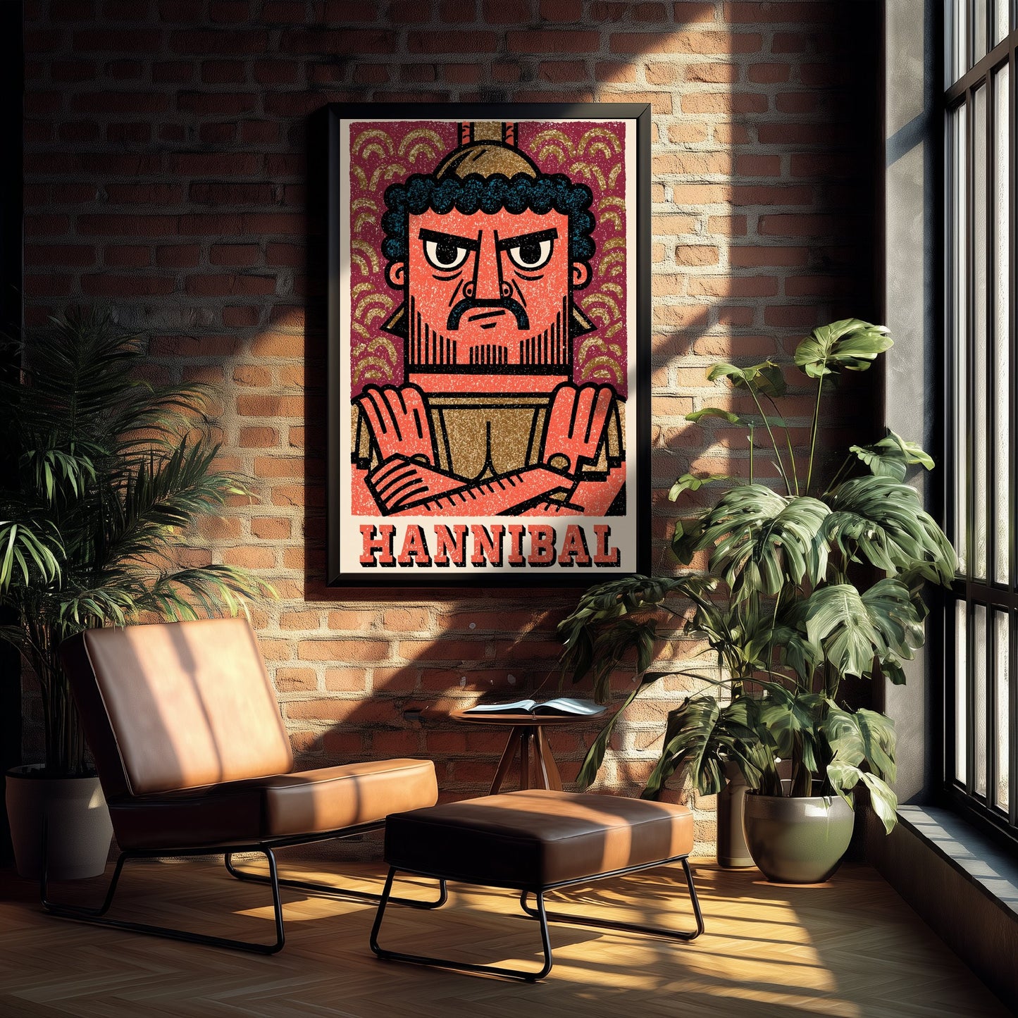 Hannibal Barca Art Print - Carthaginian General Portrait Poster - Bold Woodcut Illustration - Ancient War 1/3