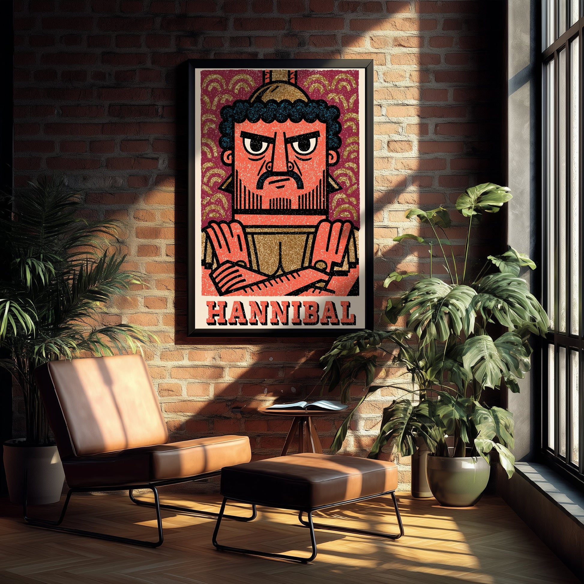 Hannibal Barca Art Print - Carthaginian General Portrait Poster - Bold Woodcut Illustration - Ancient War 1/3