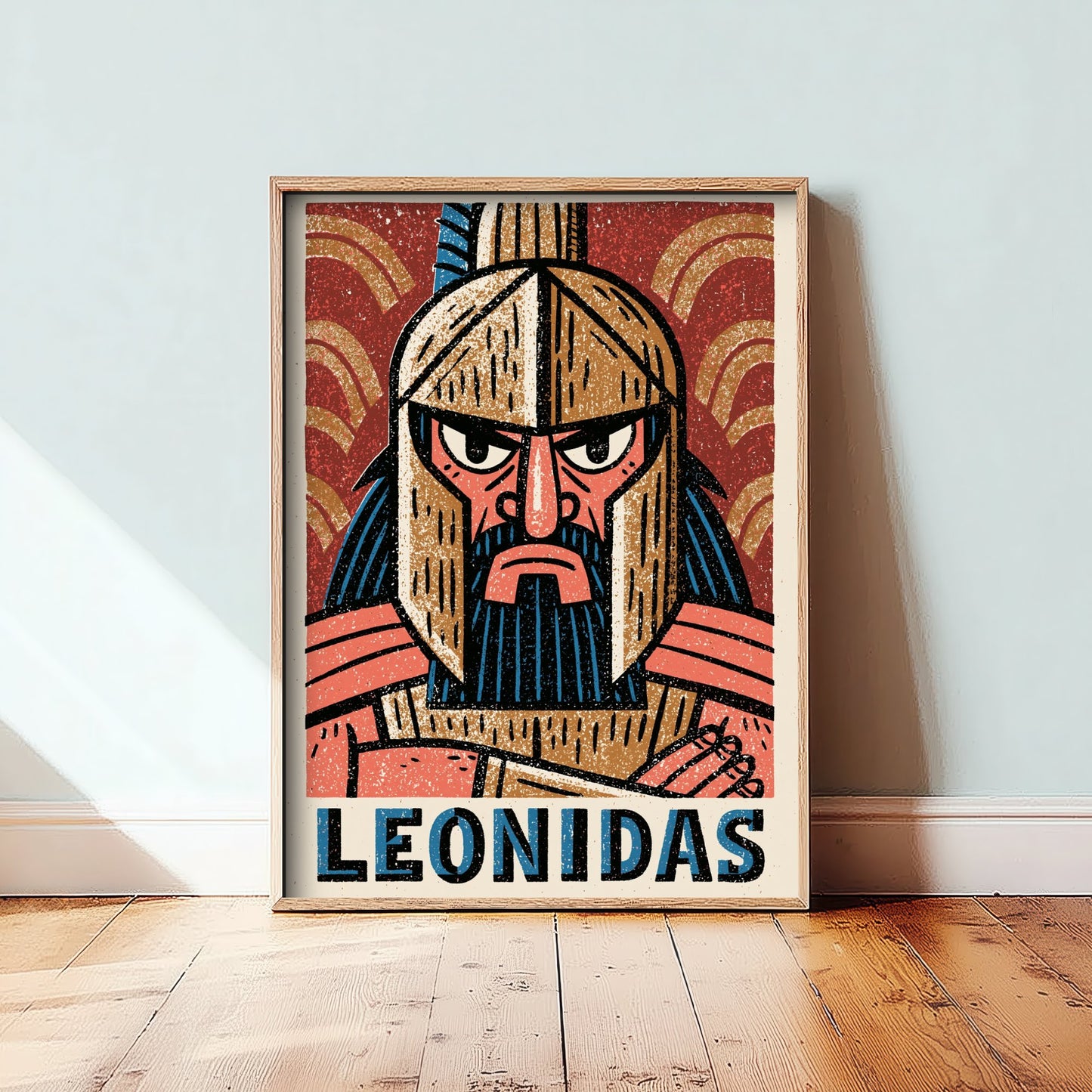 Leonidas Art Print - Spartan King Portrait Poster - Bold Woodcut Illustration - Ancient Greece Warrior 2/3