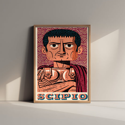 Scipio Africanus Art Print - Roman General Portrait Poster - Bold Woodcut Illustration - Ancient Rome War 3/3