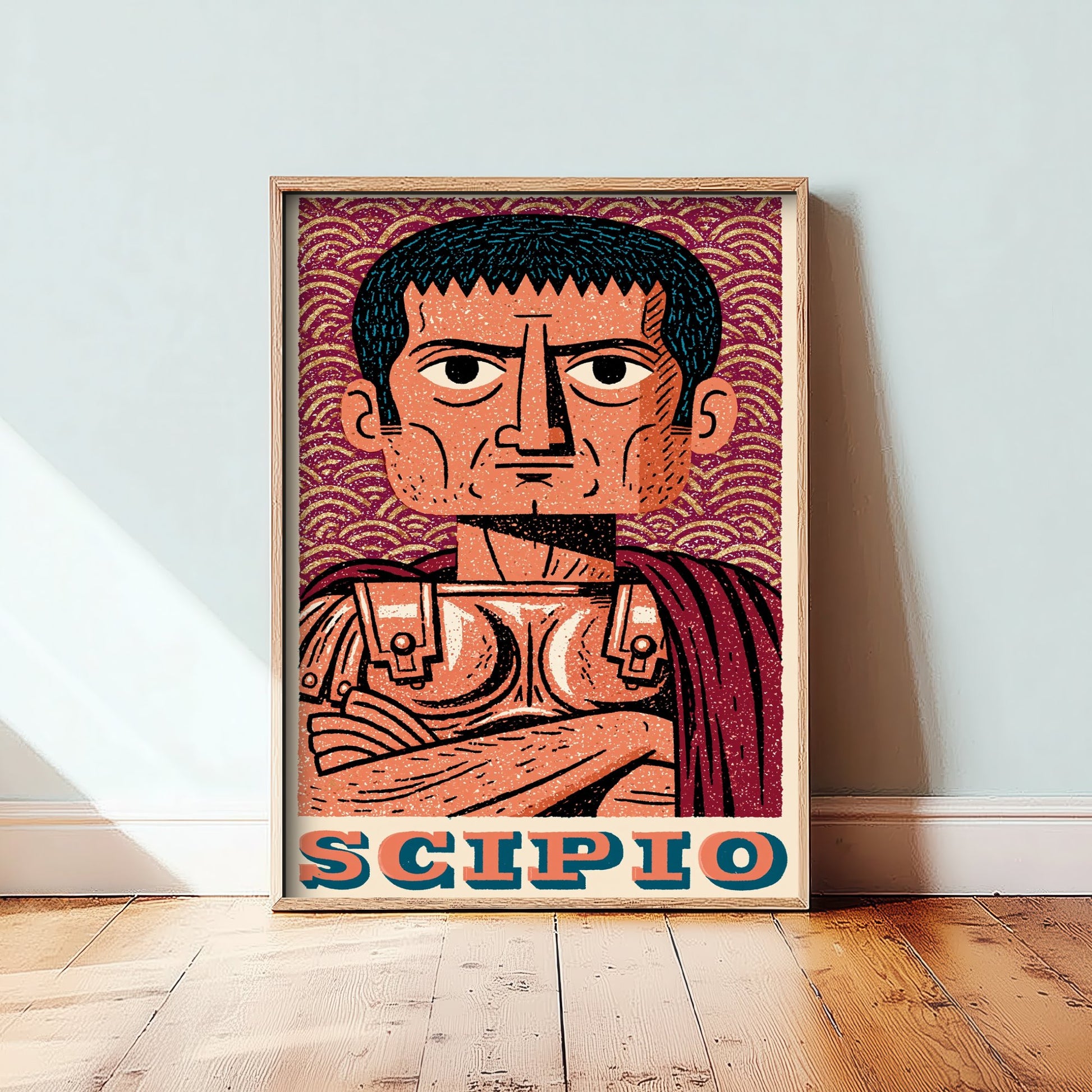 Scipio Africanus Art Print - Roman General Portrait Poster - Bold Woodcut Illustration - Ancient Rome War 3/3