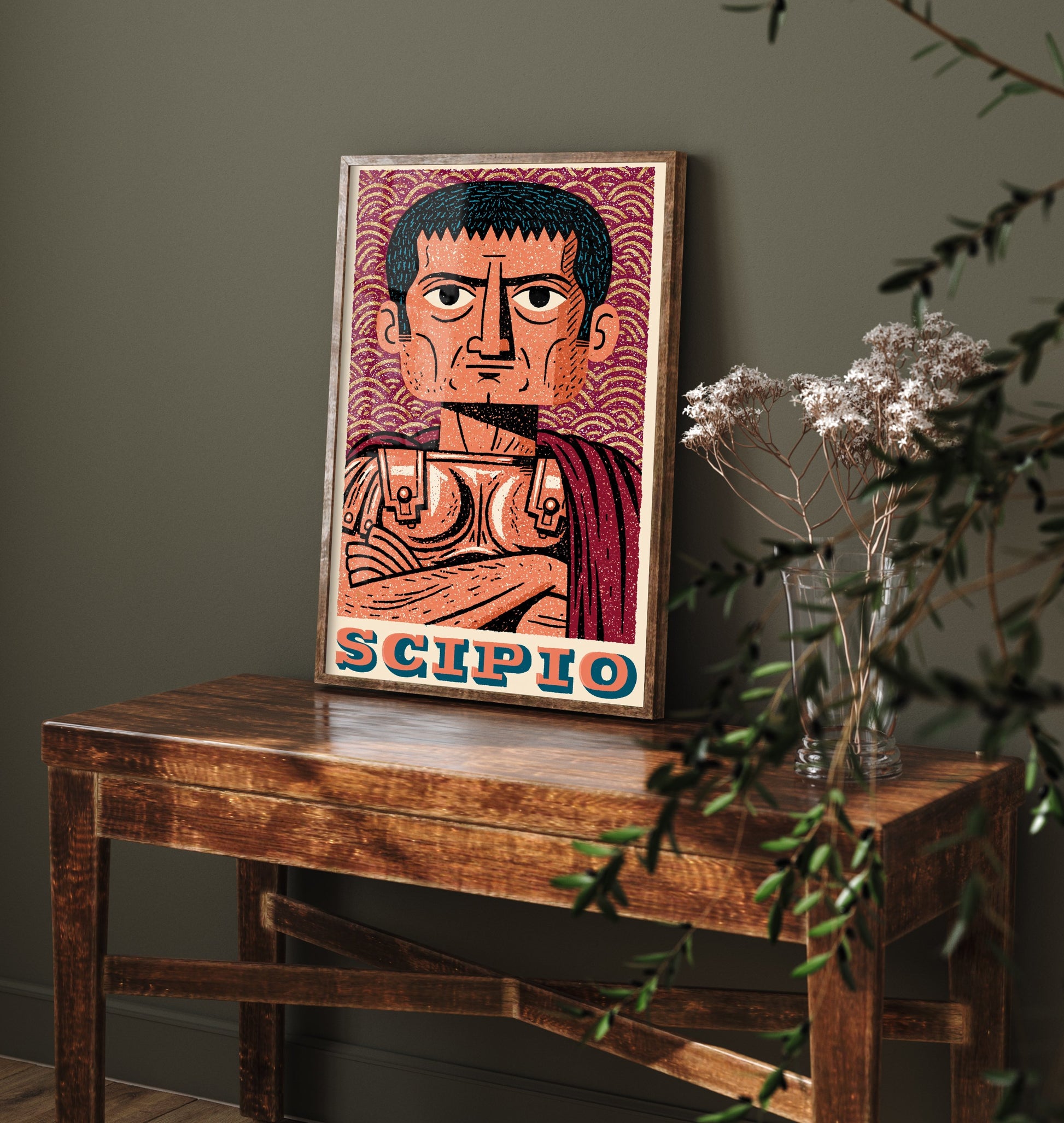 Scipio Africanus Art Print - Roman General Portrait Poster - Bold Woodcut Illustration - Ancient Rome War 3/3