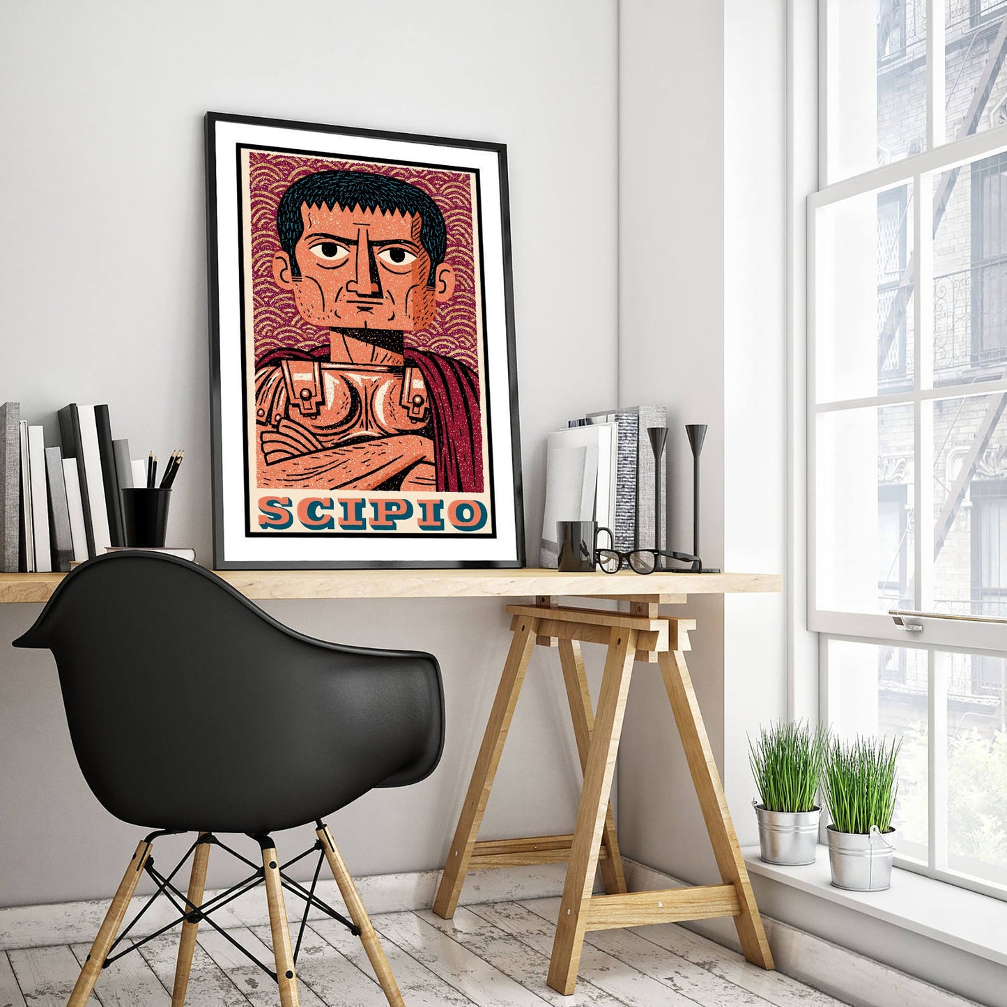 Scipio Africanus Art Print - Roman General Portrait Poster - Bold Woodcut Illustration - Ancient Rome War 3/3