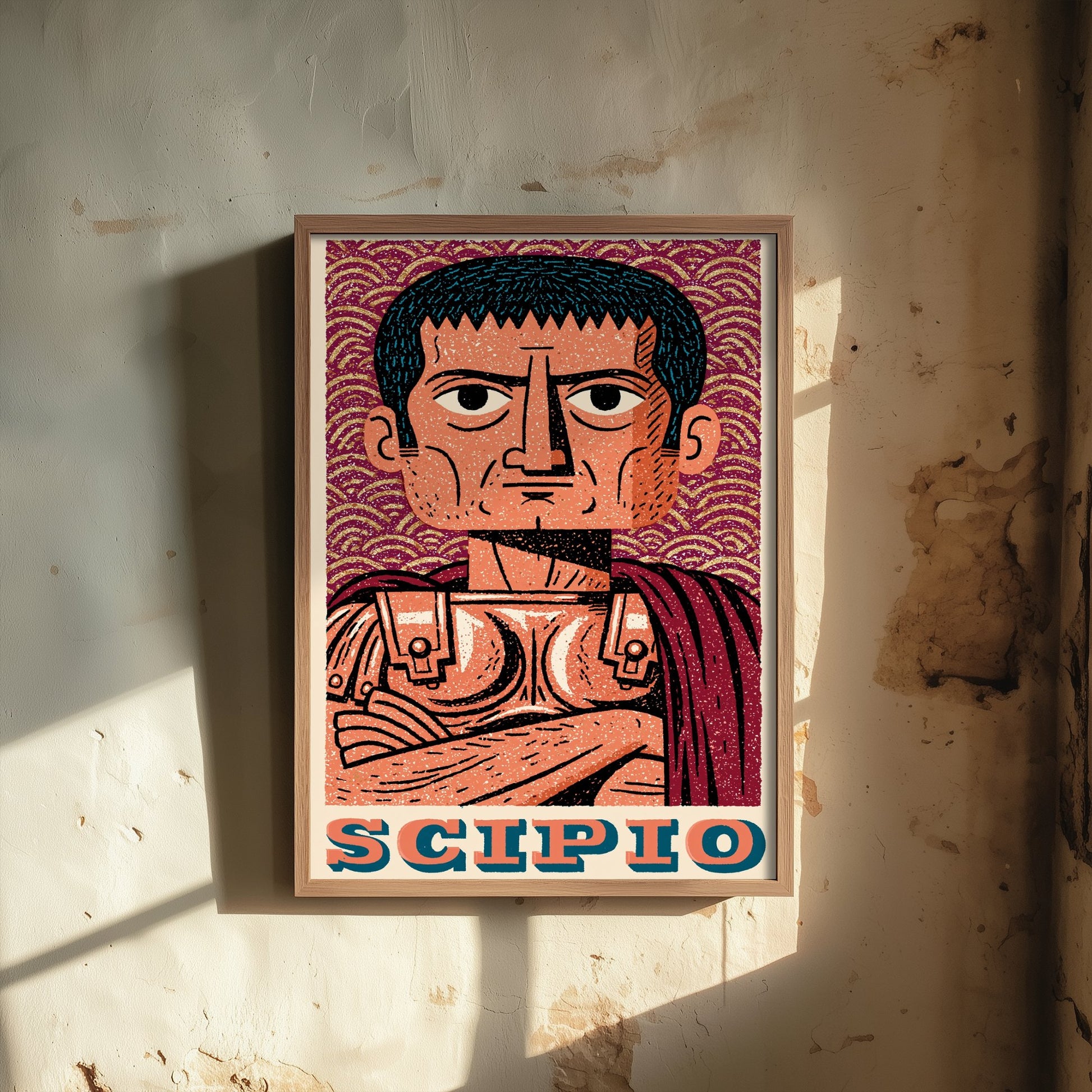 Scipio Africanus Art Print - Roman General Portrait Poster - Bold Woodcut Illustration - Ancient Rome War 3/3